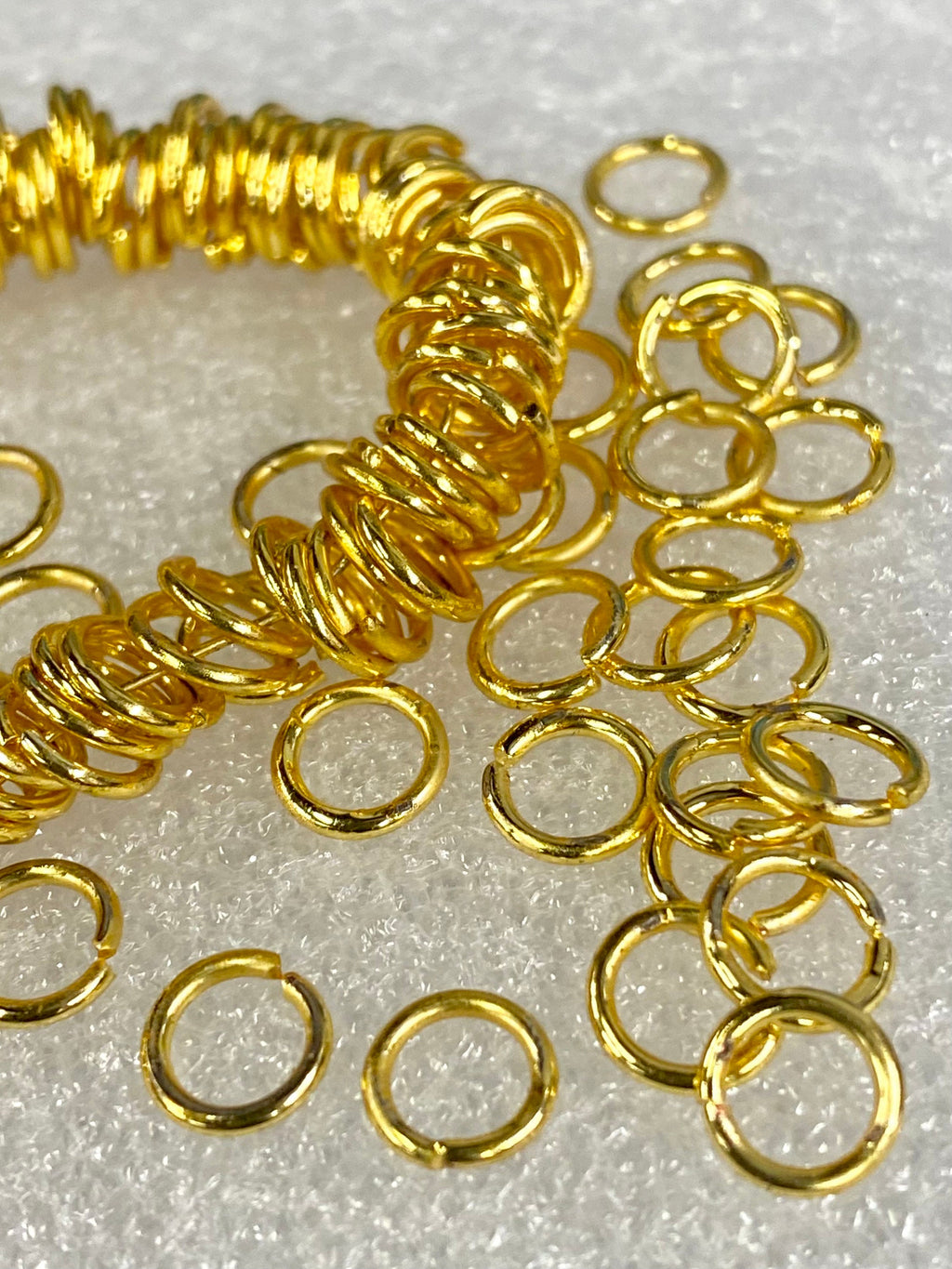 50pc 24k Gold Plated Jump Rings, 7mm/ 9mm, 18ga 1mm thick Bulk Jump Rings, Open Jump Rings,  Gold Connector, Wholesale Jewelry Making #F9124