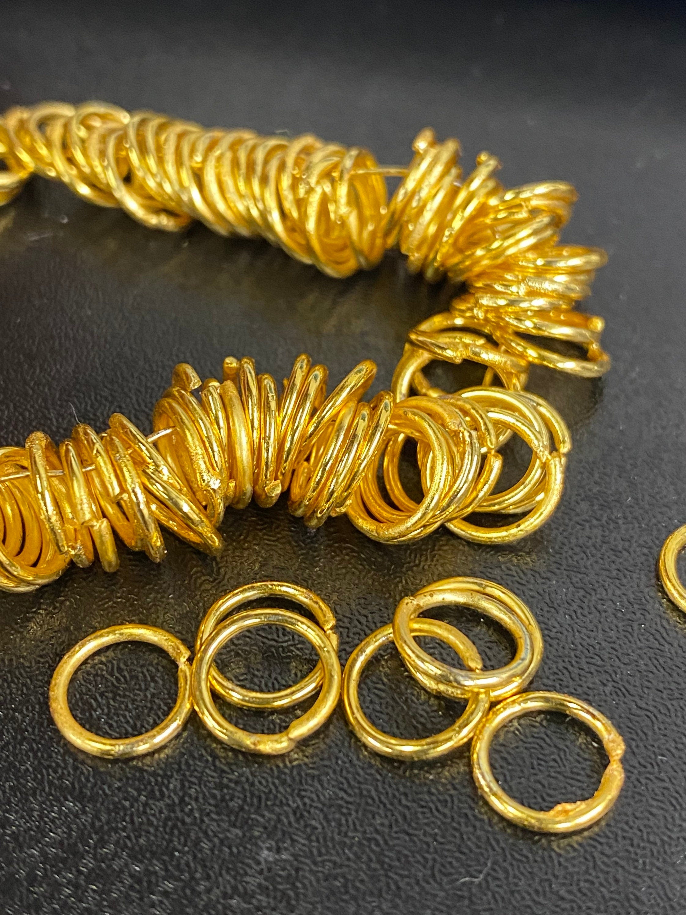 50pc 24k Gold Plated Jump Rings, 7mm/ 9mm, 18ga 1mm thick Bulk Jump Rings, Open Jump Rings,  Gold Connector, Wholesale Jewelry Making #F9124