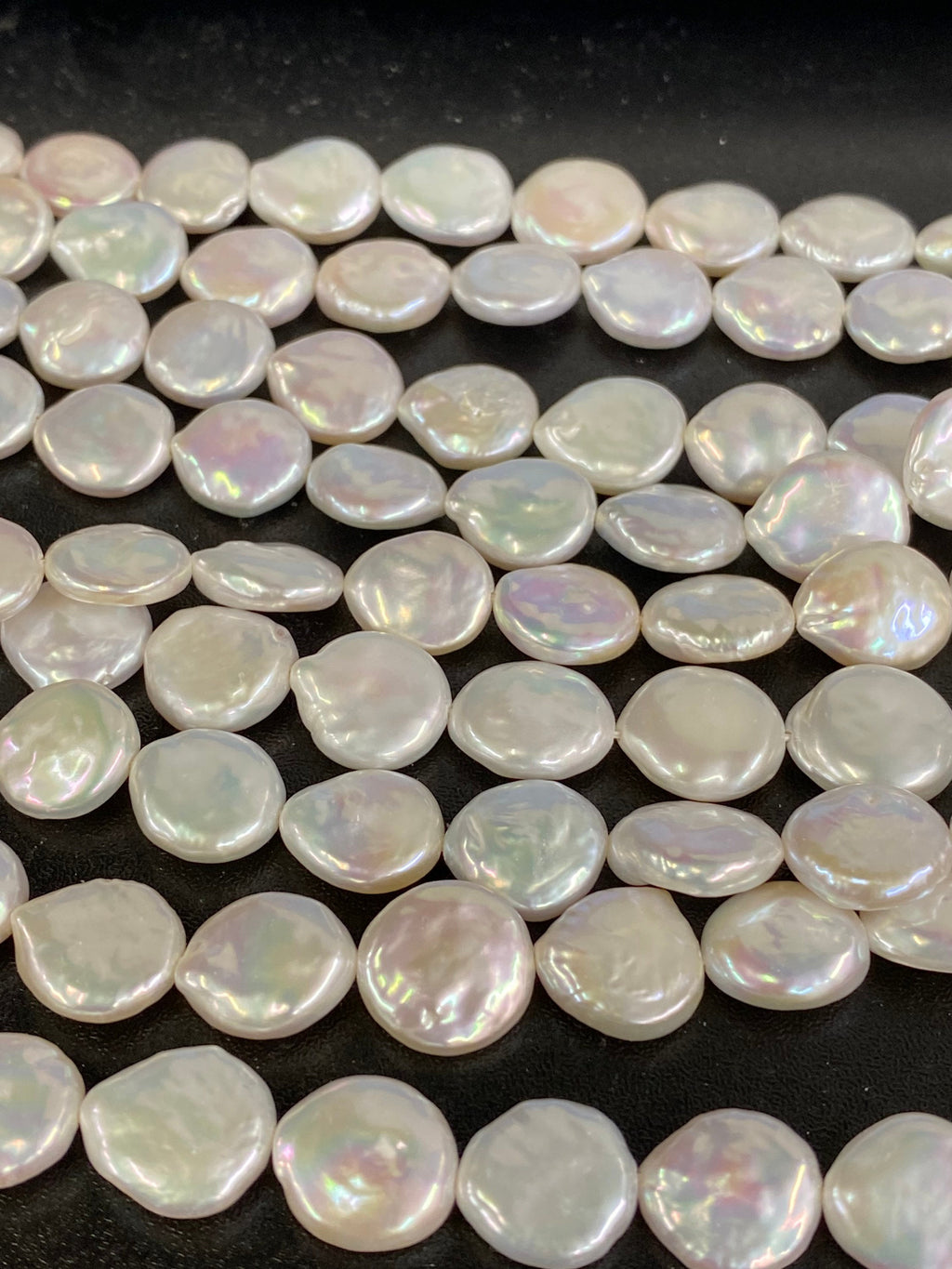 AAA High luster 12-13mm Coin Pearl, Genuine cultured Freshwater pearl, natural White full strand 15" 30+ pcs, Jewelry design wedding #K3030A