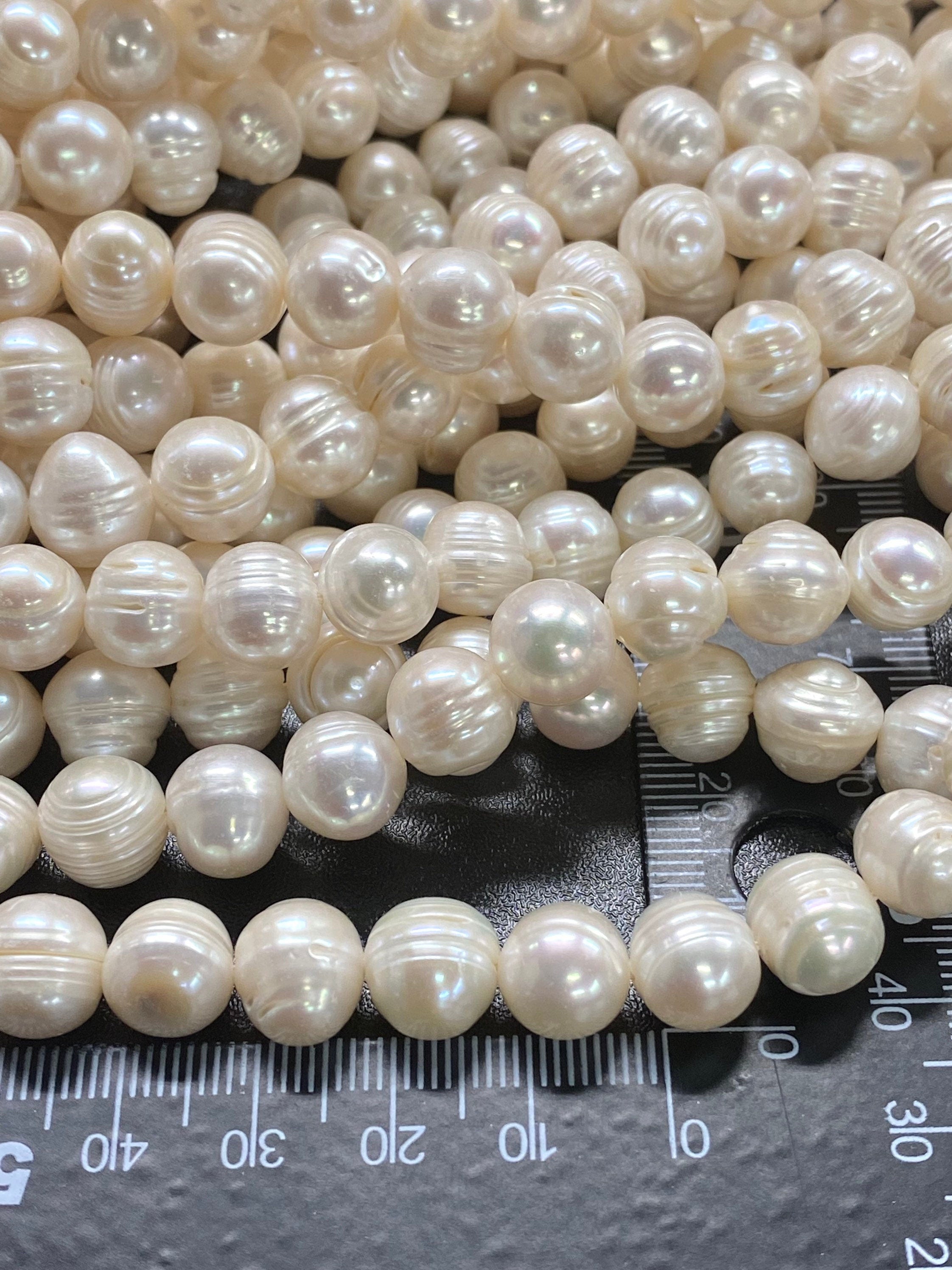 AAA 10-11mm natural round baroque freshwater pearl, luster ivory white 14" full strand 36+ pcs circled round pearl beads, pearl wholesale