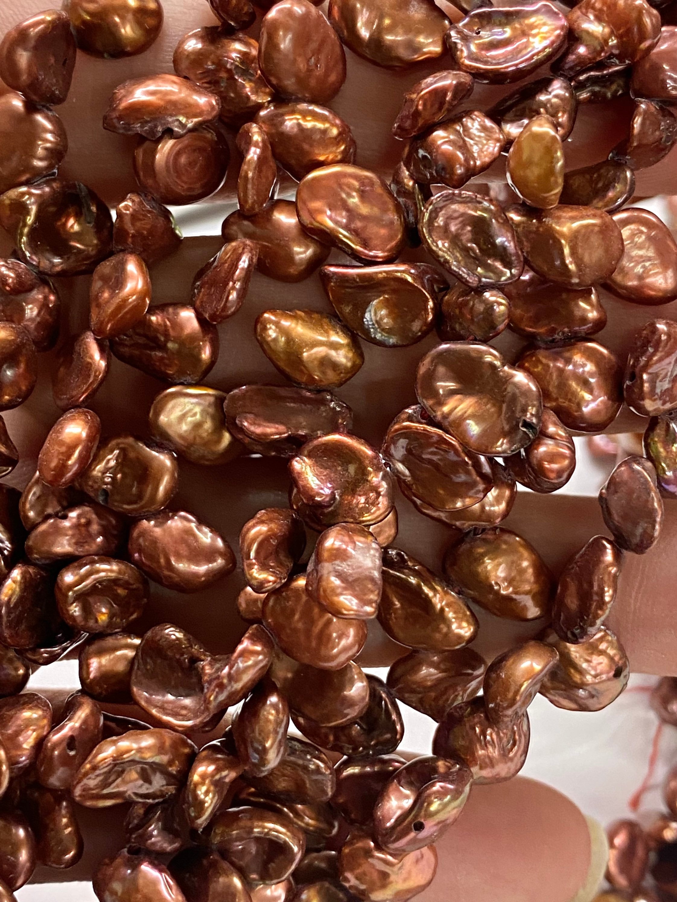 AAA quality 7-8mmX9-10mm Briolette bronze Keshi Pearl, Top Drilled pearl, short strand 15pc delegate Dancing pearl Beads, new arrival K3009