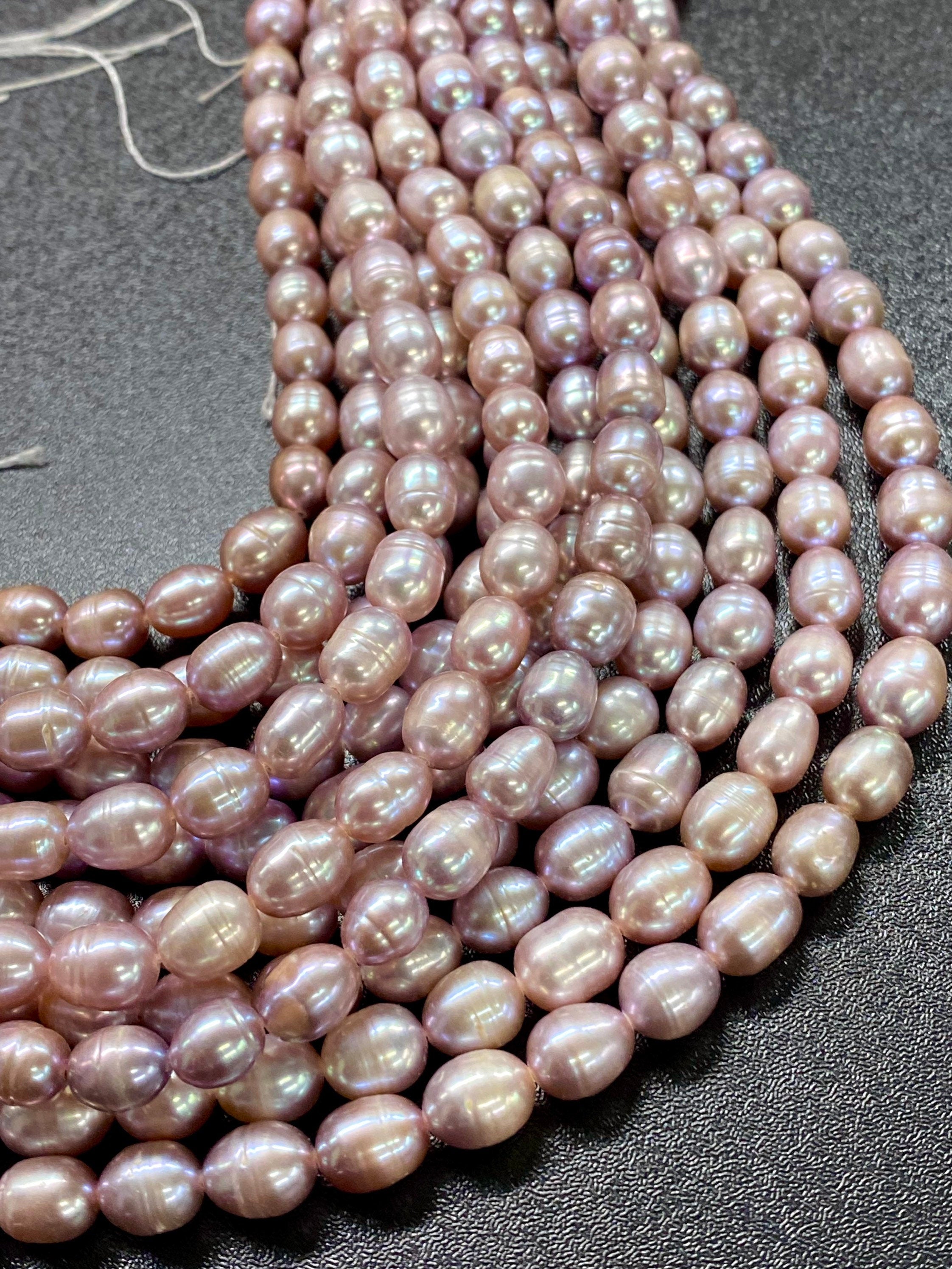 7X8mm full Strand oval Rice freshwater Pearl, natural pink peach lavender Baroque Pearl, 14" 40pc+ loose pearl beads #DR3002 NEW SALE