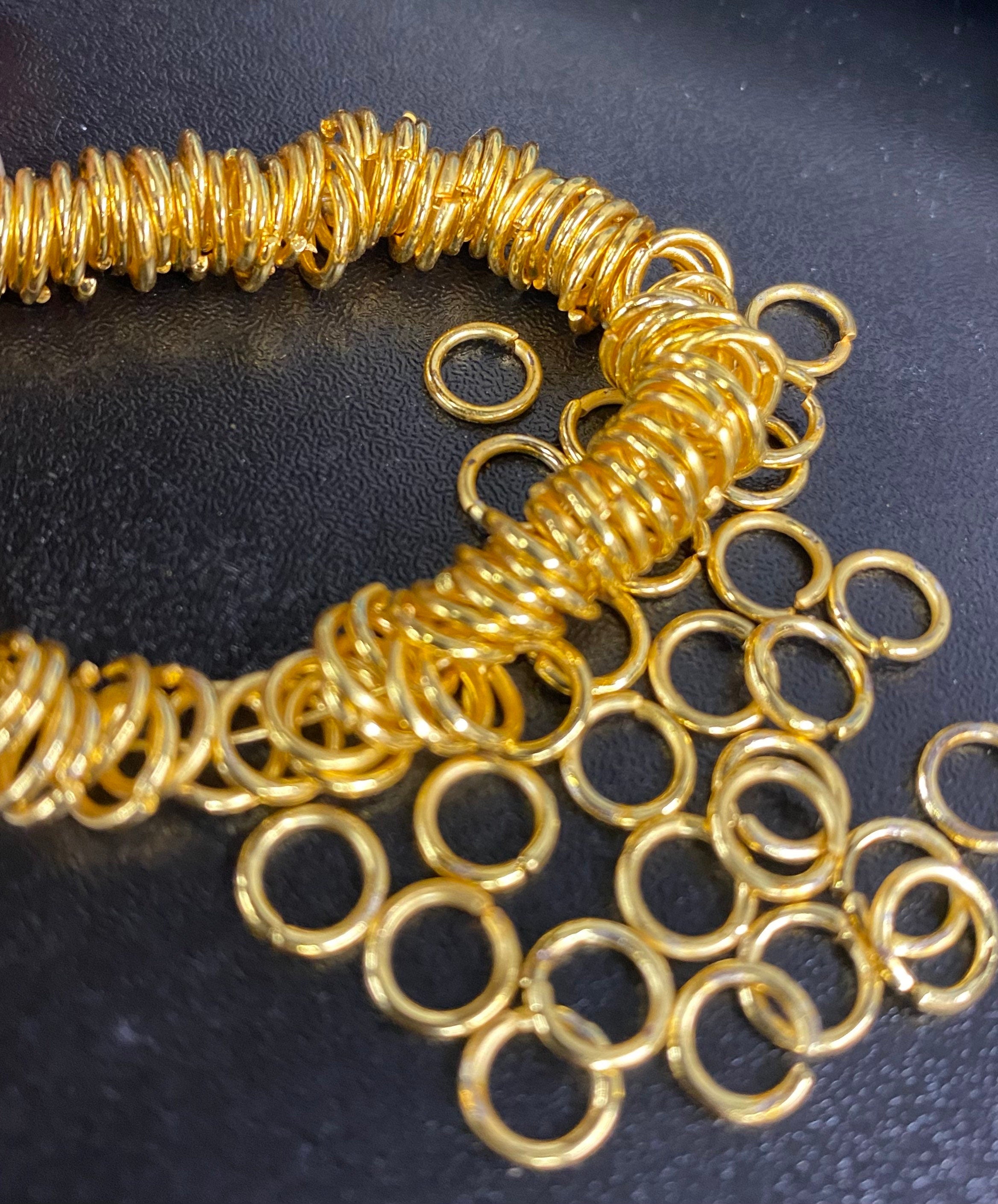 50pc 24k Gold Plated Jump Rings, 7mm/ 9mm, 18ga 1mm thick Bulk Jump Rings, Open Jump Rings,  Gold Connector, Wholesale Jewelry Making #F9124