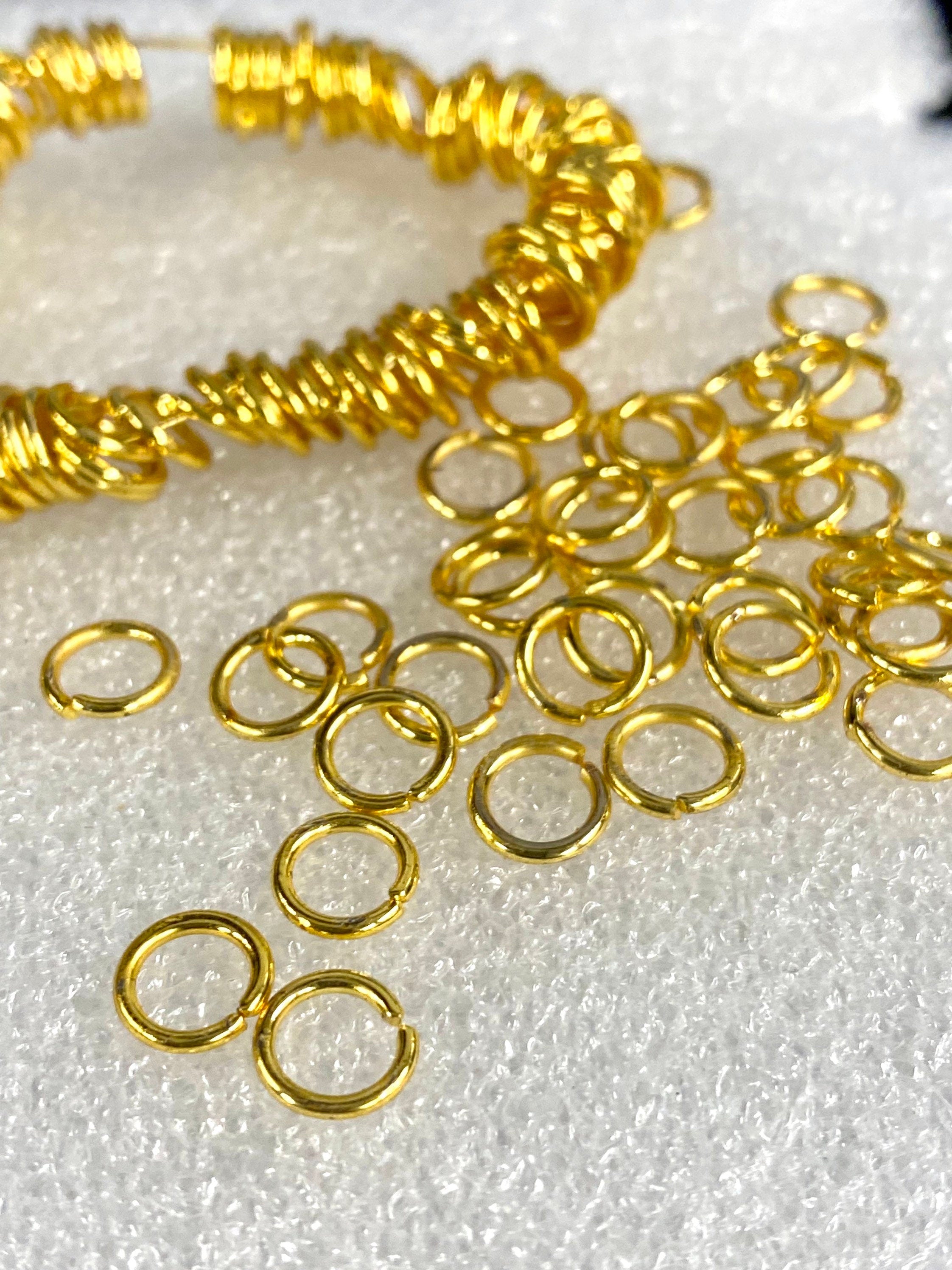50pc 24k Gold Plated Jump Rings, 7mm/ 9mm, 18ga 1mm thick Bulk Jump Rings, Open Jump Rings,  Gold Connector, Wholesale Jewelry Making #F9124