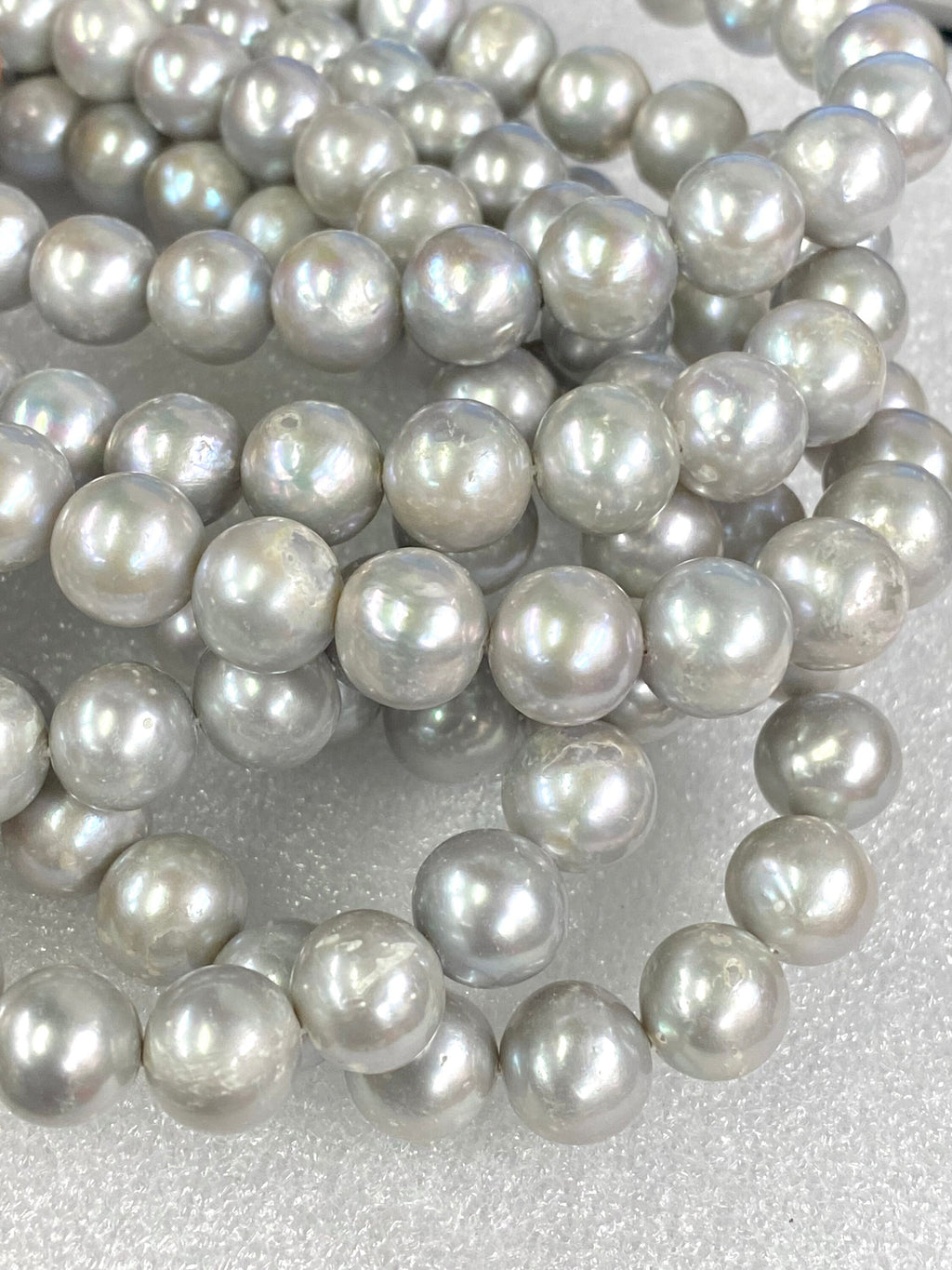 11-12mm Large Round Freshwater Pearl, silver grey platinum pearl, Off round Potato Pearl A-AA 15'' Full Strand 35pc genuine pearl  #RS3008G