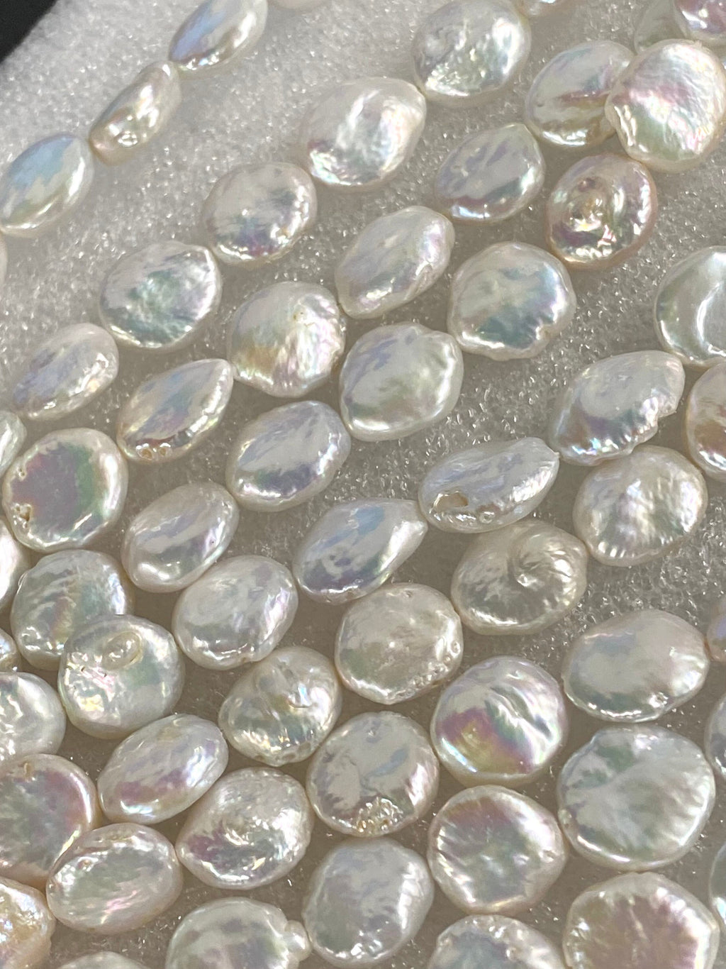Luster AA 12-13mm Coin Pearl Genuine cultured Freshwater pearl Ivory White -15" 30+ pcs full strand--NEW Back Jewelry design Bridal KC3030