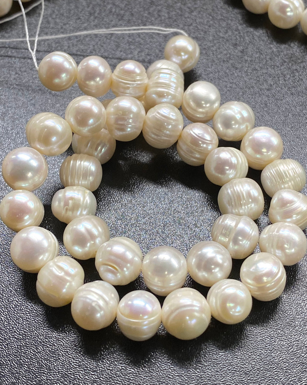 AAA 10-11mm natural round baroque freshwater pearl, luster ivory white 14" full strand 36+ pcs circled round pearl beads, pearl wholesale