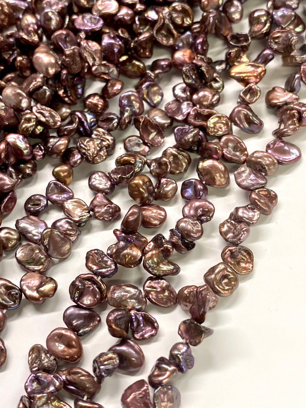AA 6-8mm Briolette bronze Keshi Pearl, coffee brown Top Drilled pearl, 15" strand 80+pc seed dainty Dancing pearl Beads, NEW K3008