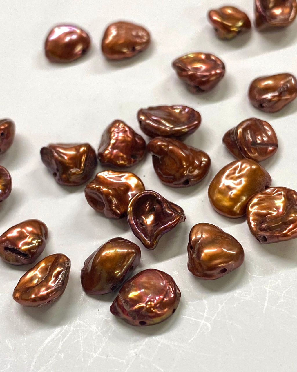 AAA quality 7-8mmX9-10mm Briolette bronze Keshi Pearl, Top Drilled pearl, short strand 15pc delegate Dancing pearl Beads, new arrival K3009