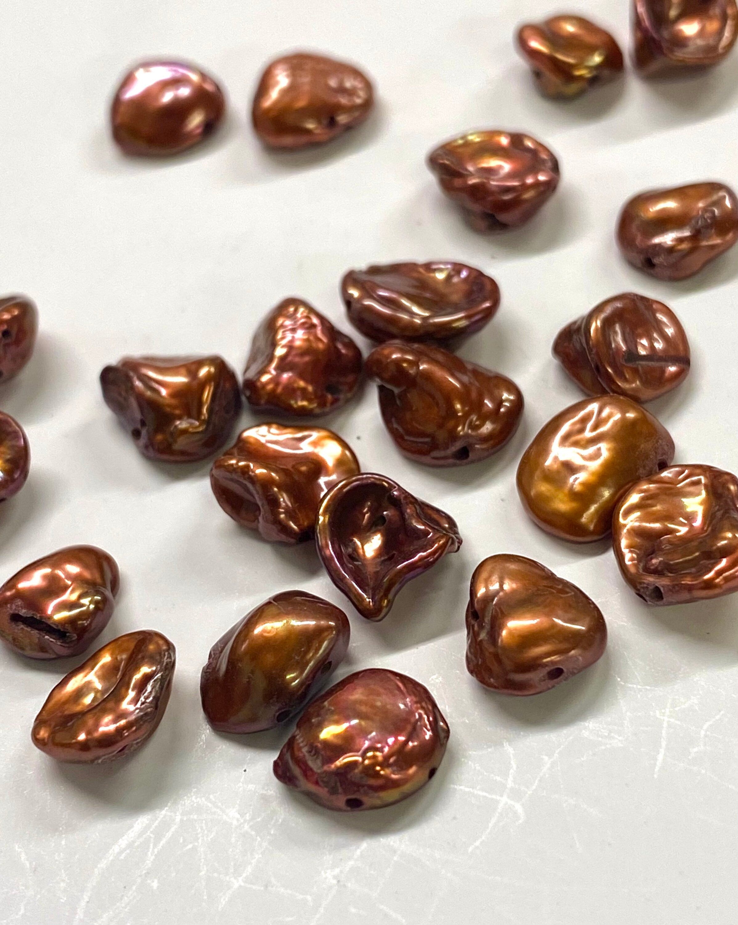 AAA quality 7-8mmX9-10mm Briolette bronze Keshi Pearl, Top Drilled pearl, short strand 15pc delegate Dancing pearl Beads, new arrival K3009