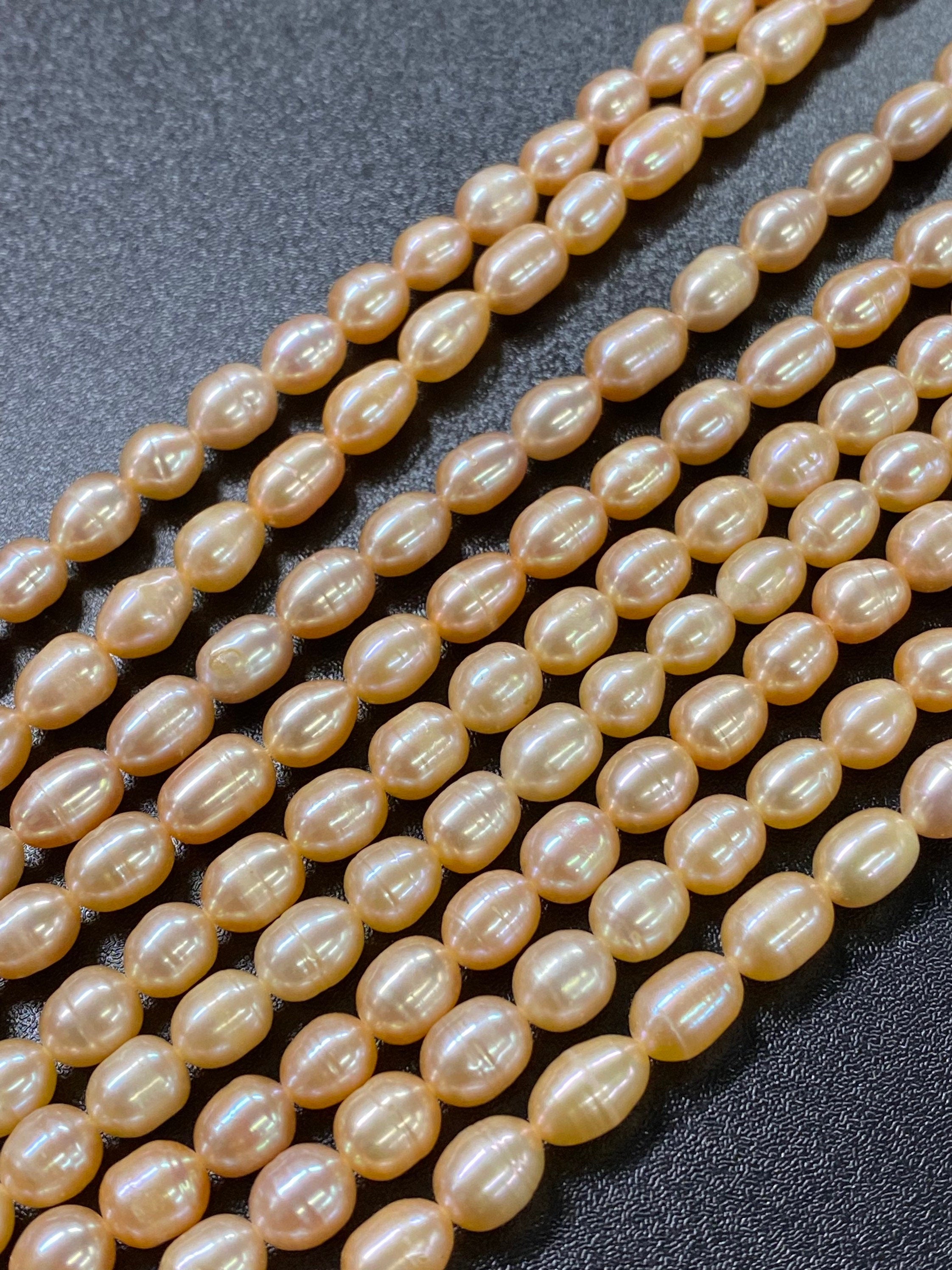7X8mm full Strand oval Rice freshwater Pearl, natural pink peach lavender Baroque Pearl, 14" 40pc+ loose pearl beads #DR3002 NEW SALE