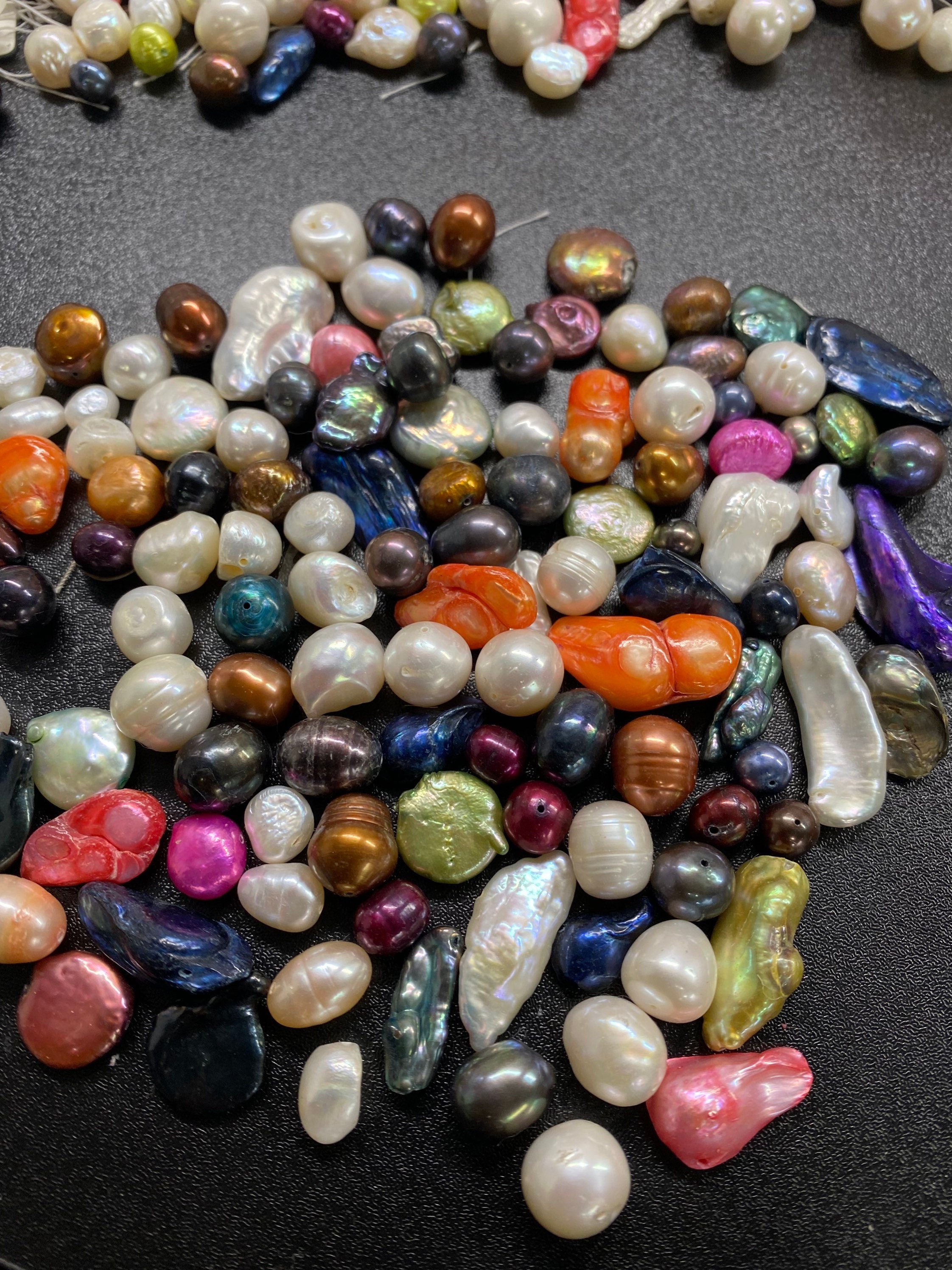 6-40mm Assorted Loose Freshwater Pearl, Mixed Pearl Beads bag, large hole Freshwater Pearl, Coin Pearls, Biwa Pearls, Round Pearls, keshi