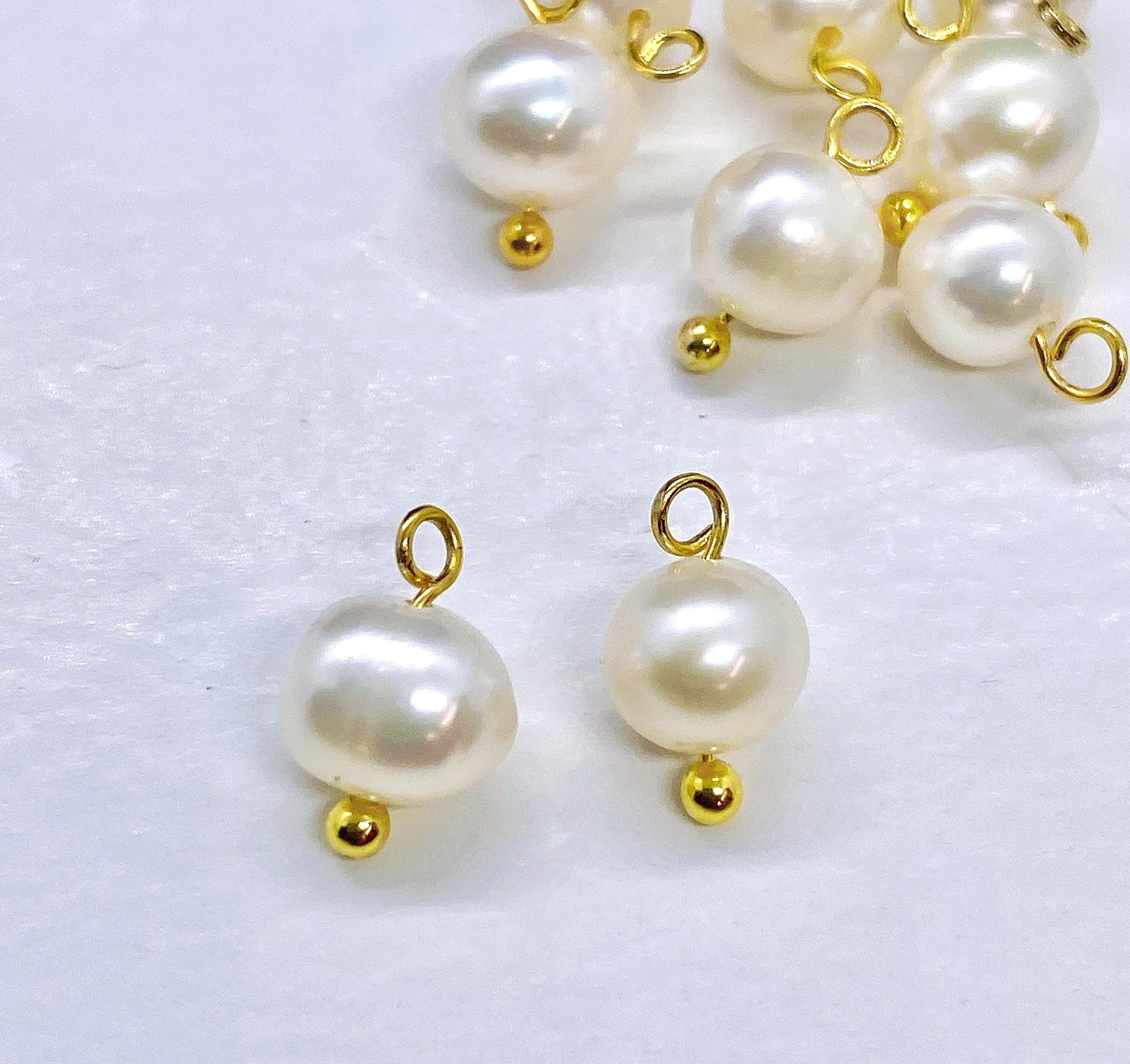 6pc natural pink Freshwater Pearl Dangle Pendant, tiny pearl charm, DIY Making jewelry, round off pearl Charm, gold sterling silver, CR1001P