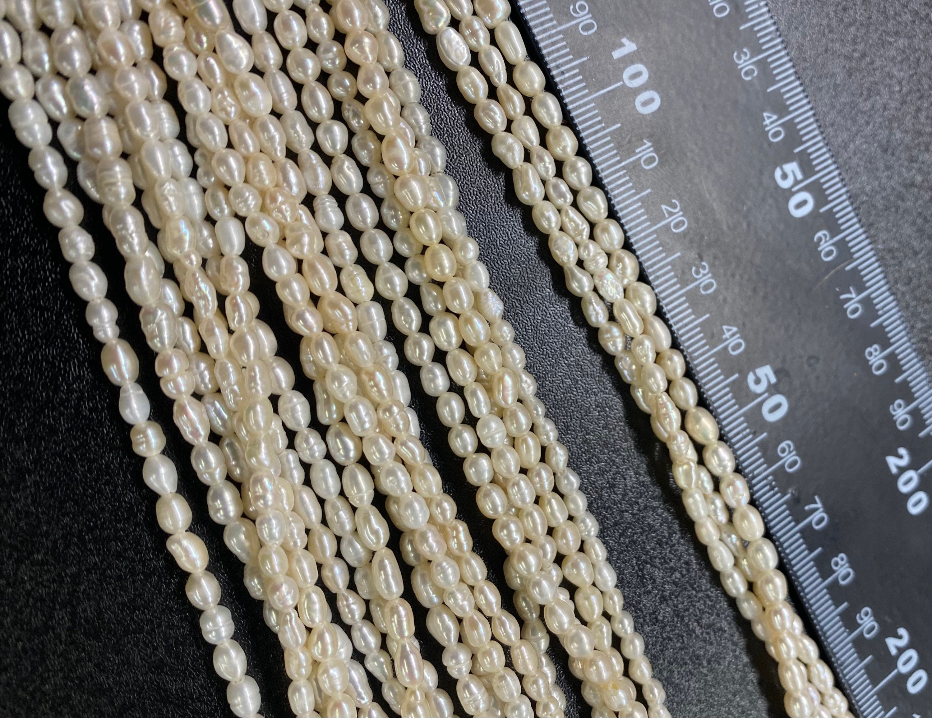 Seed Pearl Baroque Rice Pearl Freshwater Pearl ivory white 2.5mm 3-3.5mm, mute milky white, 14" full strand 75+ pieces #SD7006T ---NEW