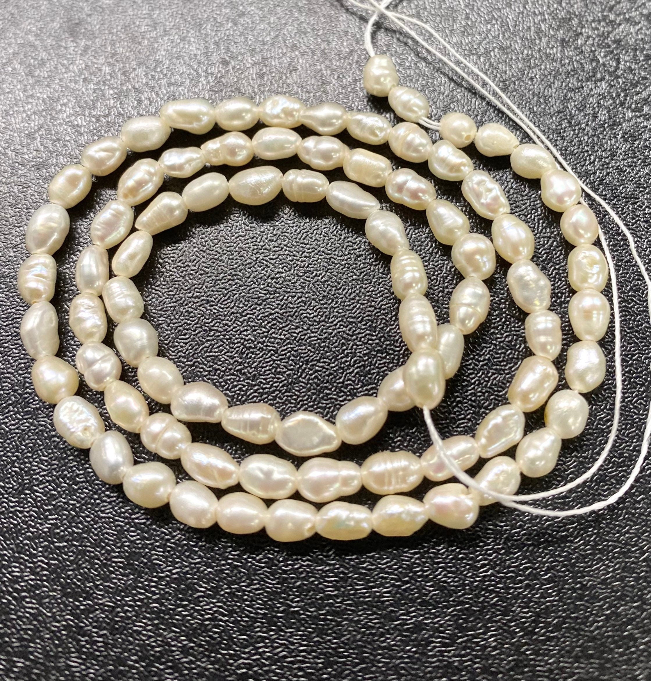 Seed Pearl Baroque Rice Pearl Freshwater Pearl ivory white 2.5mm 3-3.5mm, mute milky white, 14" full strand 75+ pieces #SD7006T ---NEW