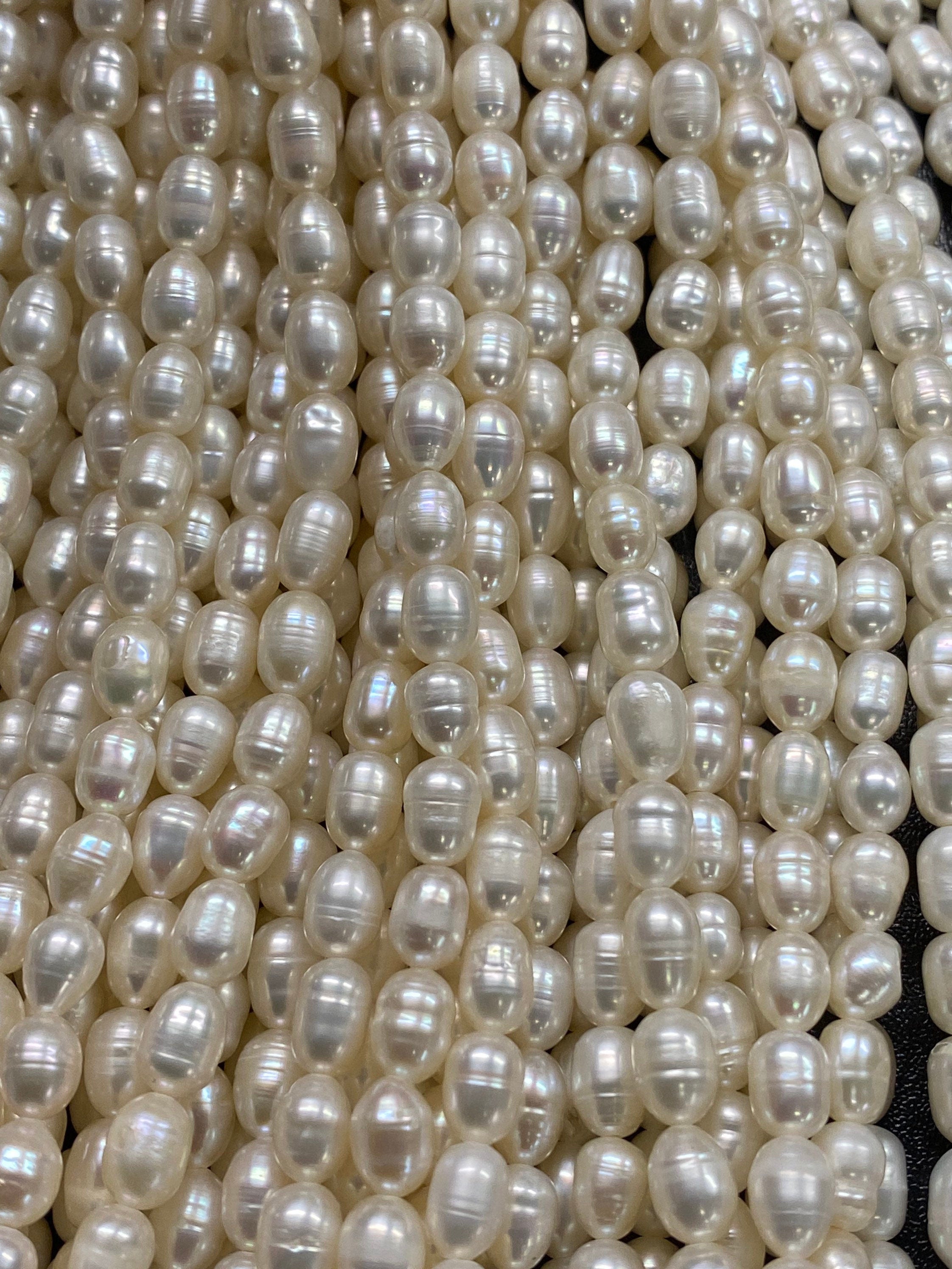 NEW SALE AA 5-6mm X 7mm ivory white Baroque oval Freshwater pearl,  14” full strand genuine pebble nugget pearl,  rice pearl beads #BA4105A