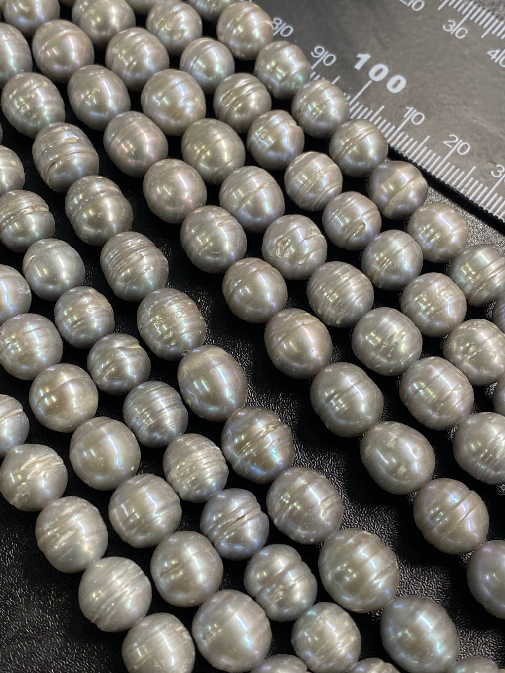 Big Rare AAA 10-11mmX11-12mm Silver Grey oval circled baroque freshwater pearl, 15.5" full strand 37+ pc circled Rice pearl beads,#RS3020S