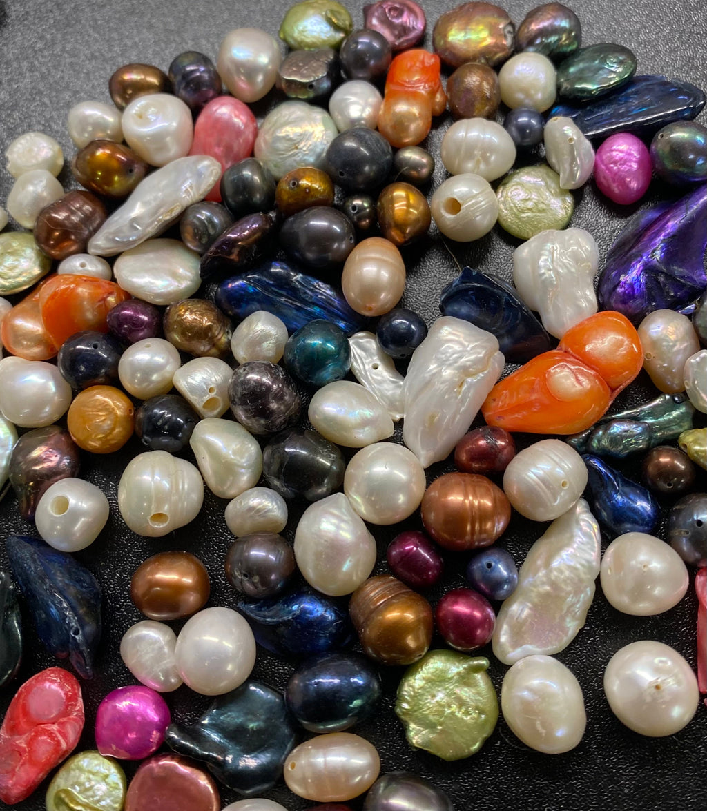 6-40mm Assorted Loose Freshwater Pearl, Mixed Pearl Beads bag, large hole Freshwater Pearl, Coin Pearls, Biwa Pearls, Round Pearls, keshi