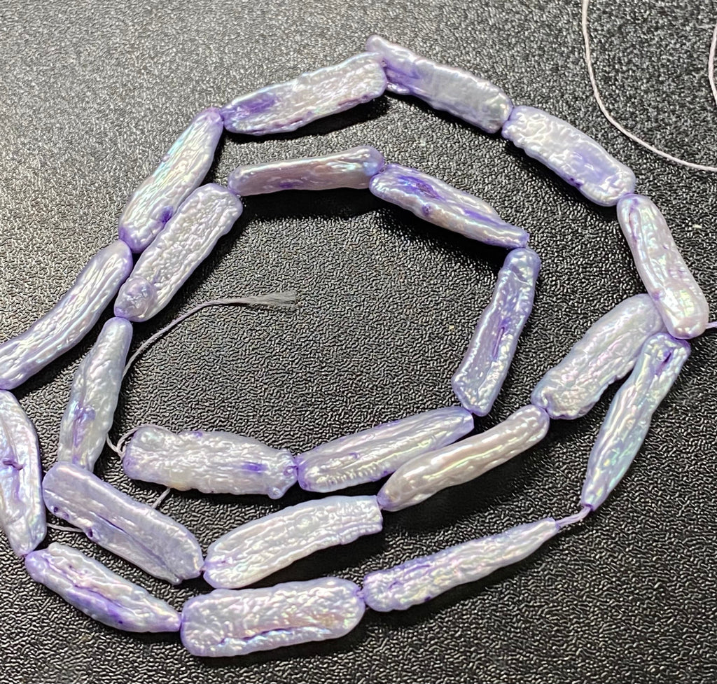 AA+ 18-22mm X 6-7MM full strand 16" 20+pc Biwa stick Pearl Beads, Freshwater pearl light purple biwa lavender pearl stick #KC5035---New Sale