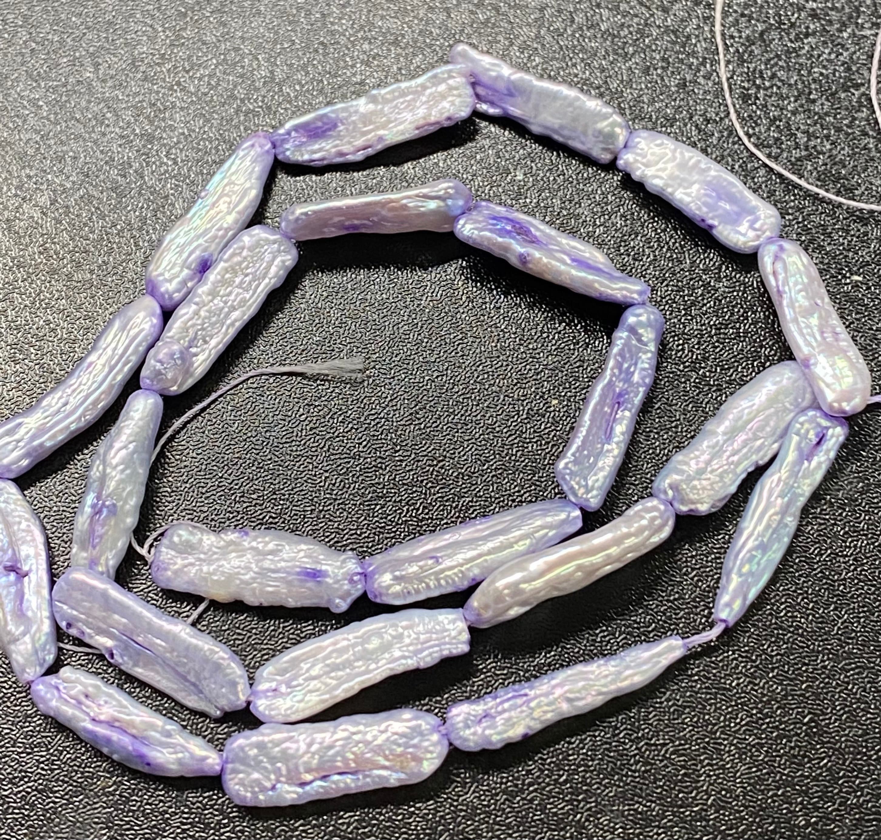 AA+ 18-22mm X 6-7MM full strand 16" 20+pc Biwa stick Pearl Beads, Freshwater pearl light purple biwa lavender pearl stick #KC5035---New Sale