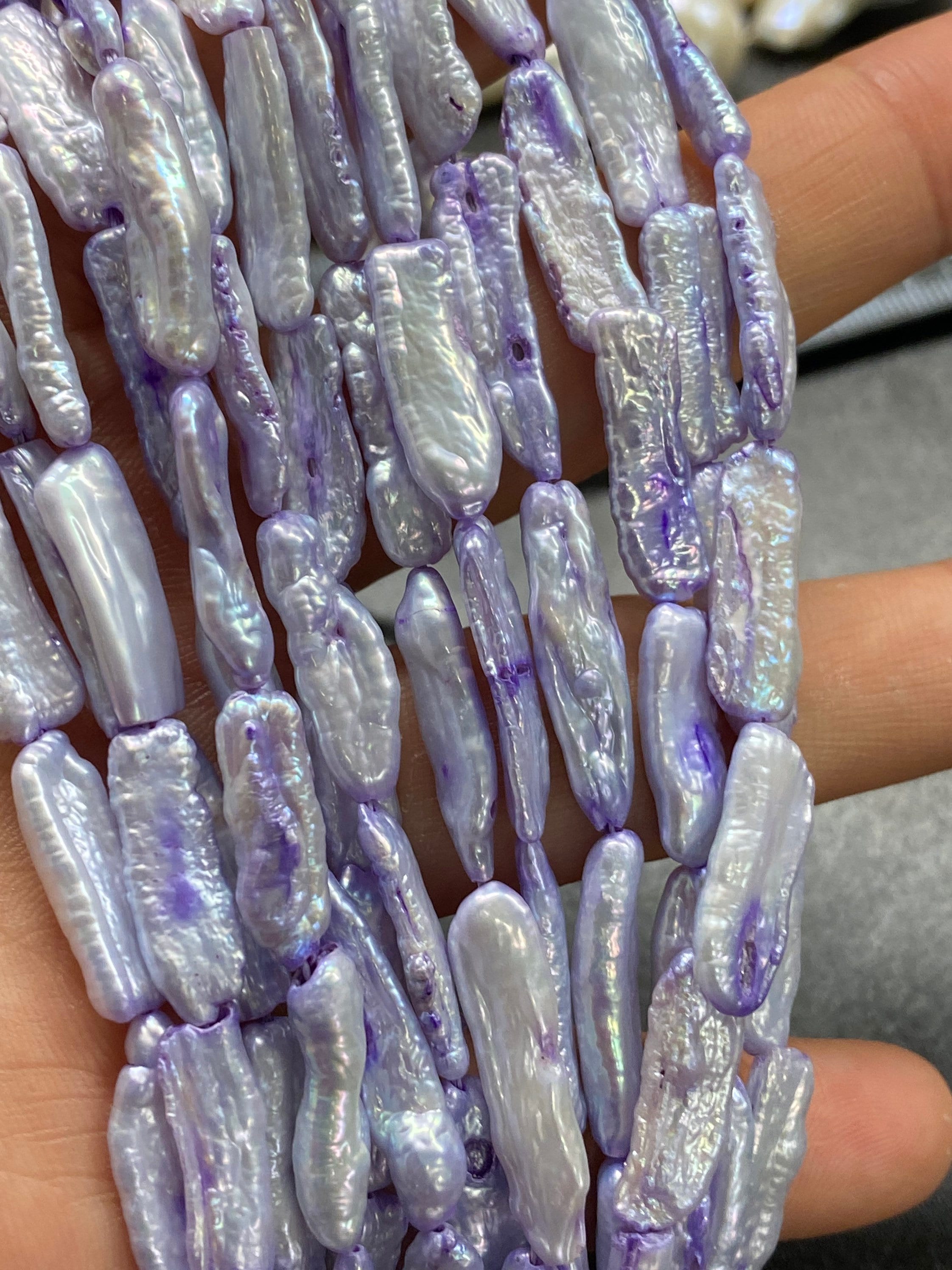 AA+ 18-22mm X 6-7MM full strand 16" 20+pc Biwa stick Pearl Beads, Freshwater pearl light purple biwa lavender pearl stick #KC5035---New Sale