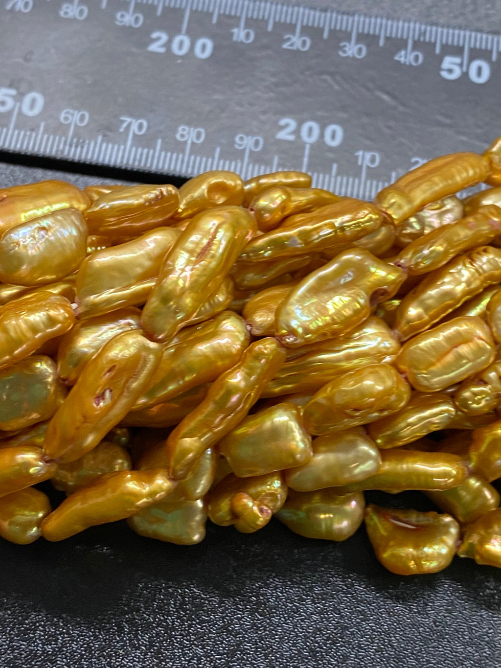 AA+ Rare Luster Biwa baroque 17-22mmX 7-9MM Biwa stick Pearl Beads, Vintage Golden yellow freshwater pearl stick #KC5038--designer New Sale