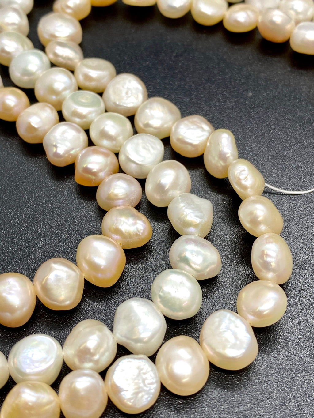 AA+ 9-10mm Corn Nugget Pearl, Baroque pebble Freshwater Pearl, natural white pink champagne pearl beads, 15'' full strand 45+ pc #CB6064
