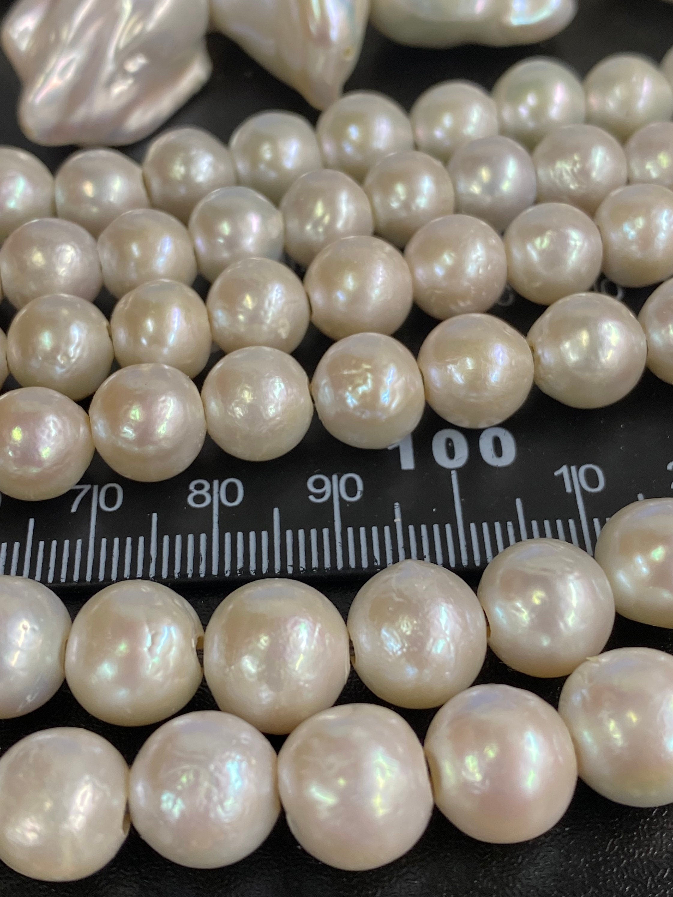 AA+ 9-11mm Genuine Edison round Cultured Pearl, white round fire flameball pearl, super stunning luster pearls, 2.2mm 3mm large hole choice