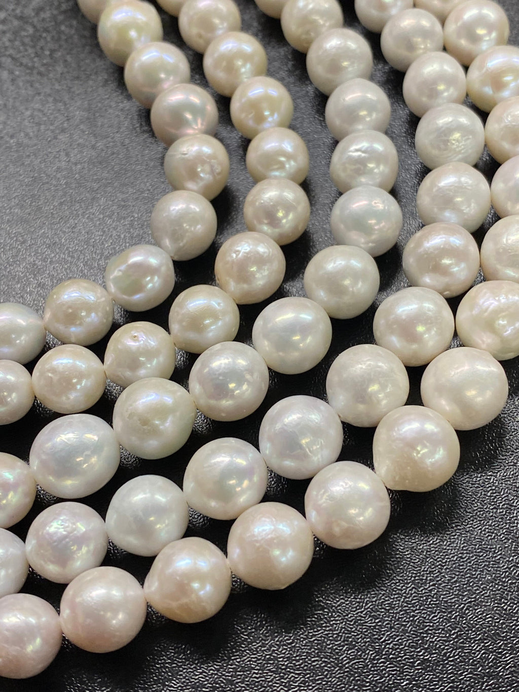 9-11mmX11-12mm Genuine Baroque Edison Pearl, white oval fire flameball pearl, metallic luster baroque pearls, 15" full strand 36pc+ beads