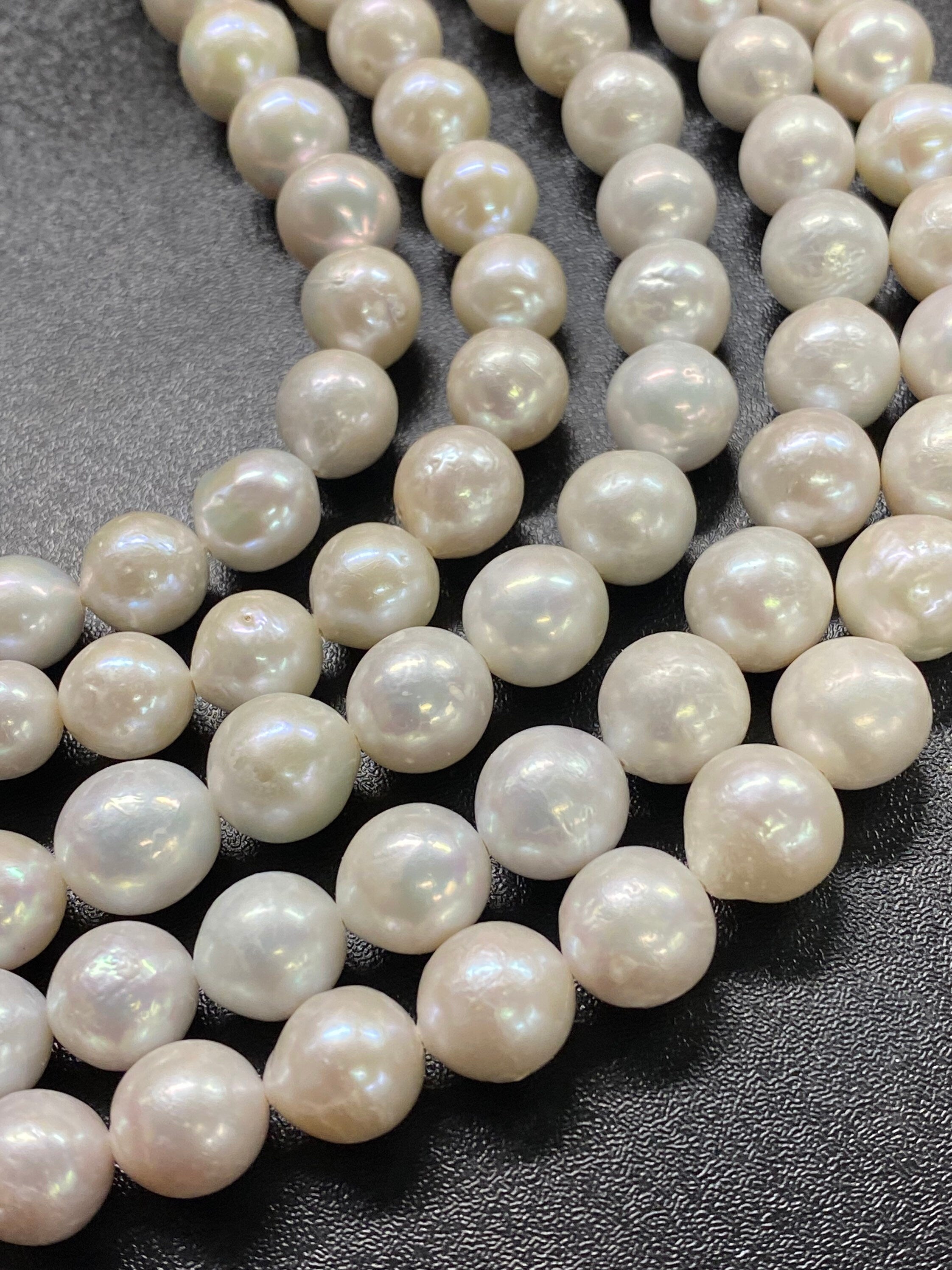9-11mmX11-12mm Genuine Baroque Edison Pearl, white oval fire flameball pearl, metallic luster baroque pearls, 15" full strand 36pc+ beads