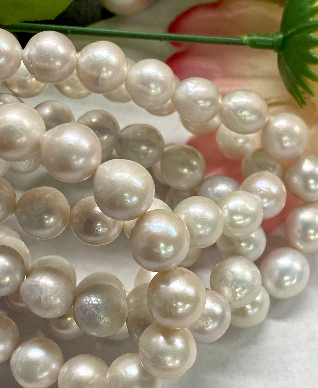 9-11mmX11-12mm Genuine Baroque Edison Pearl, white oval fire flameball pearl, metallic luster baroque pearls, 15" full strand 36pc+ beads