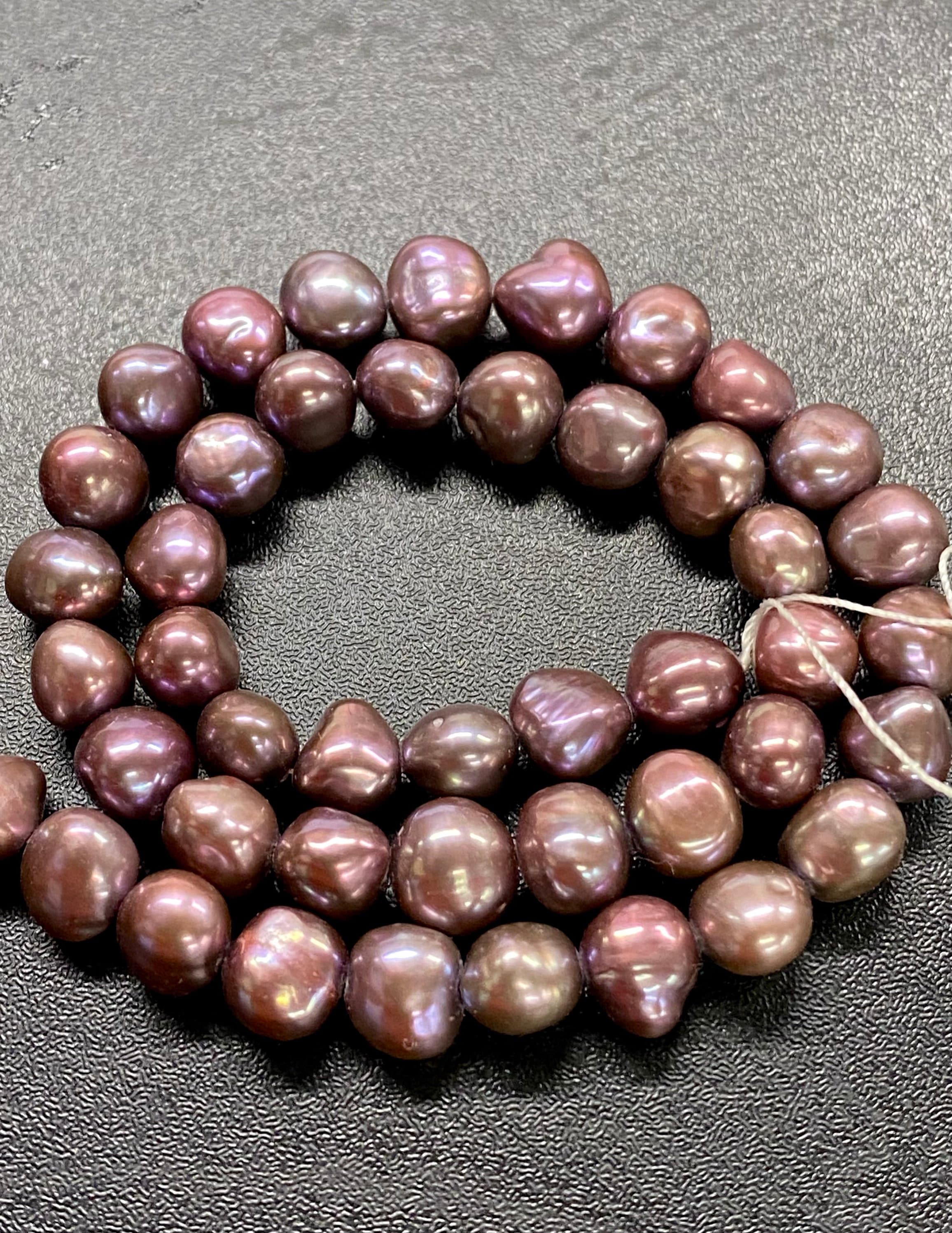 AAA quality 9mm Baroque Nugget Freshwater Pearl, Vintage mulberry red purple Wine color pearl, 16" Full strand 48pc+ pebble beads #CB6055