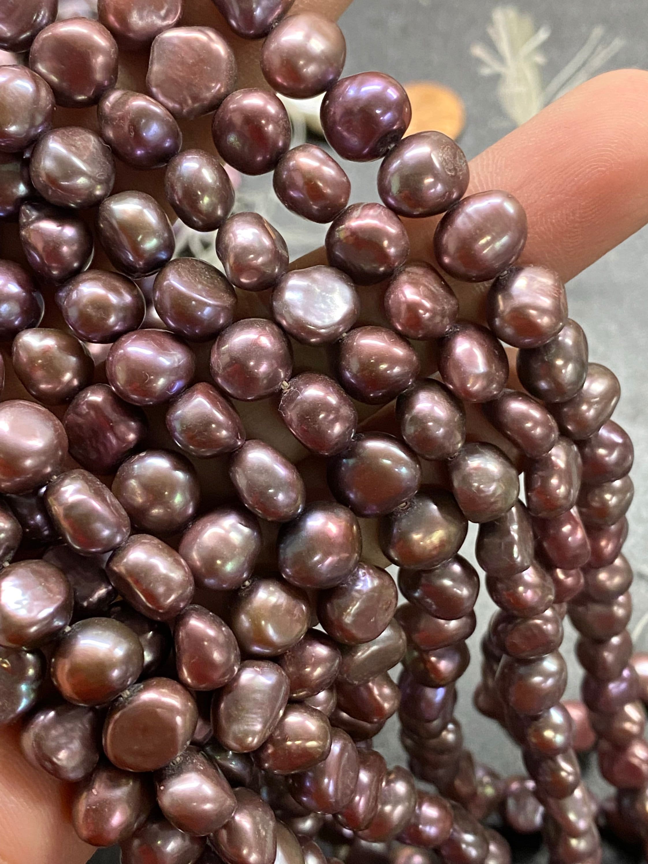 AAA quality 9mm Baroque Nugget Freshwater Pearl, Vintage mulberry red purple Wine color pearl, 16" Full strand 48pc+ pebble beads #CB6055