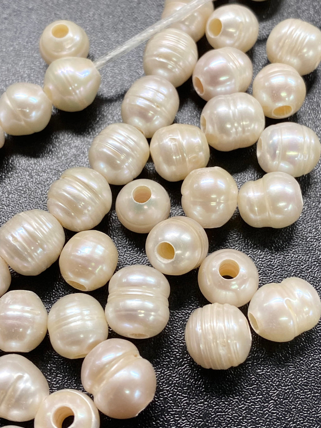 Large hole AAA 10-11mmX11-12mm white natural oval circled baroque freshwater pearl, 10+ pc circled Rice pearl beads,#RS3020w