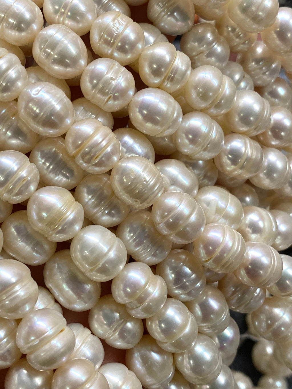 Large hole AAA 10-11mmX11-12mm white natural oval circled baroque freshwater pearl, 10+ pc circled Rice pearl beads,#RS3020w