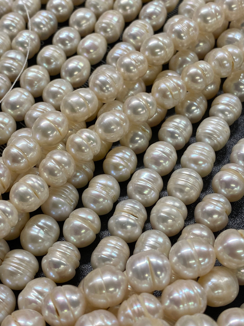 Large hole AAA 10-11mmX11-12mm white natural oval circled baroque freshwater pearl, 10+ pc circled Rice pearl beads,#RS3020w