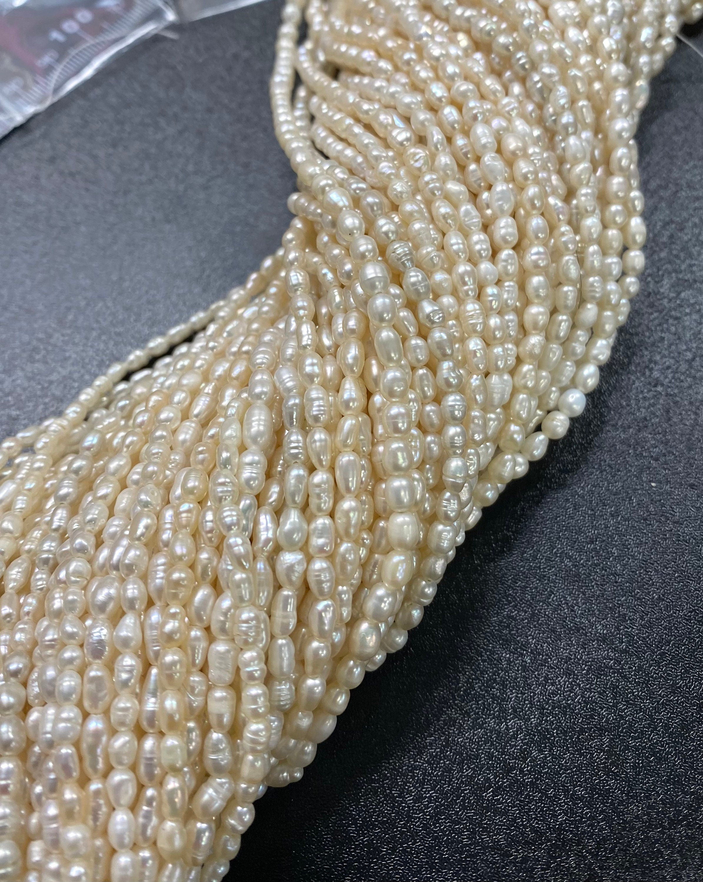 Seed Pearl Baroque Rice Pearl Freshwater Pearl ivory white 2.5mm 3-3.5mm, mute milky white, 14" full strand 75+ pieces #SD7006T ---NEW