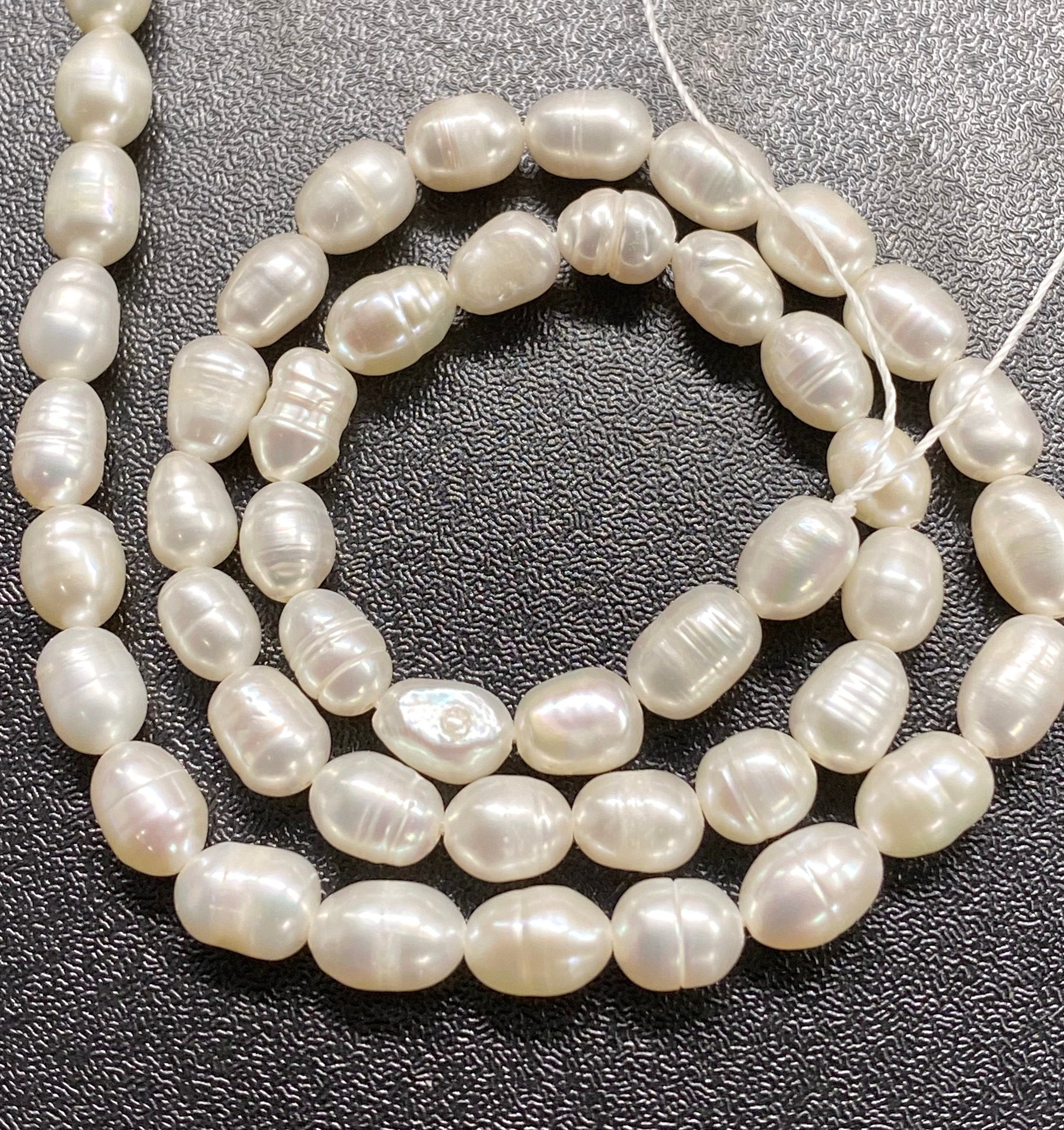 NEW SALE AA 5-6mm X 7mm ivory white Baroque oval Freshwater pearl,  14” full strand genuine pebble nugget pearl,  rice pearl beads #BA4105A