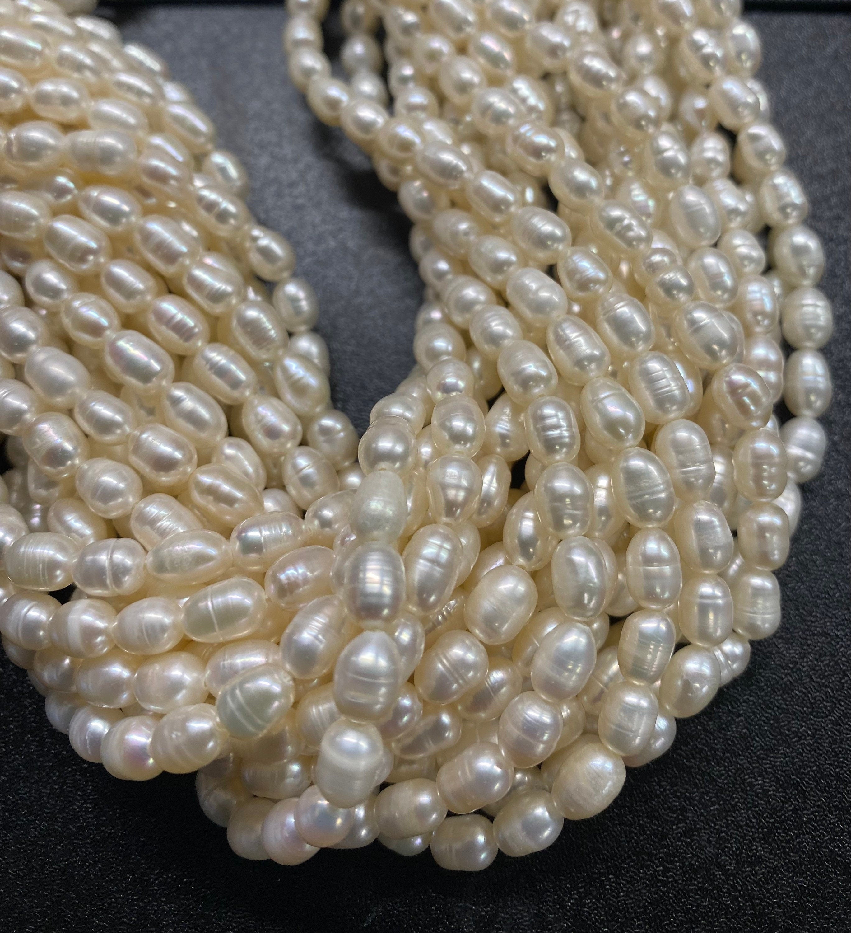 NEW SALE AA 5-6mm X 7mm ivory white Baroque oval Freshwater pearl,  14” full strand genuine pebble nugget pearl,  rice pearl beads #BA4105A