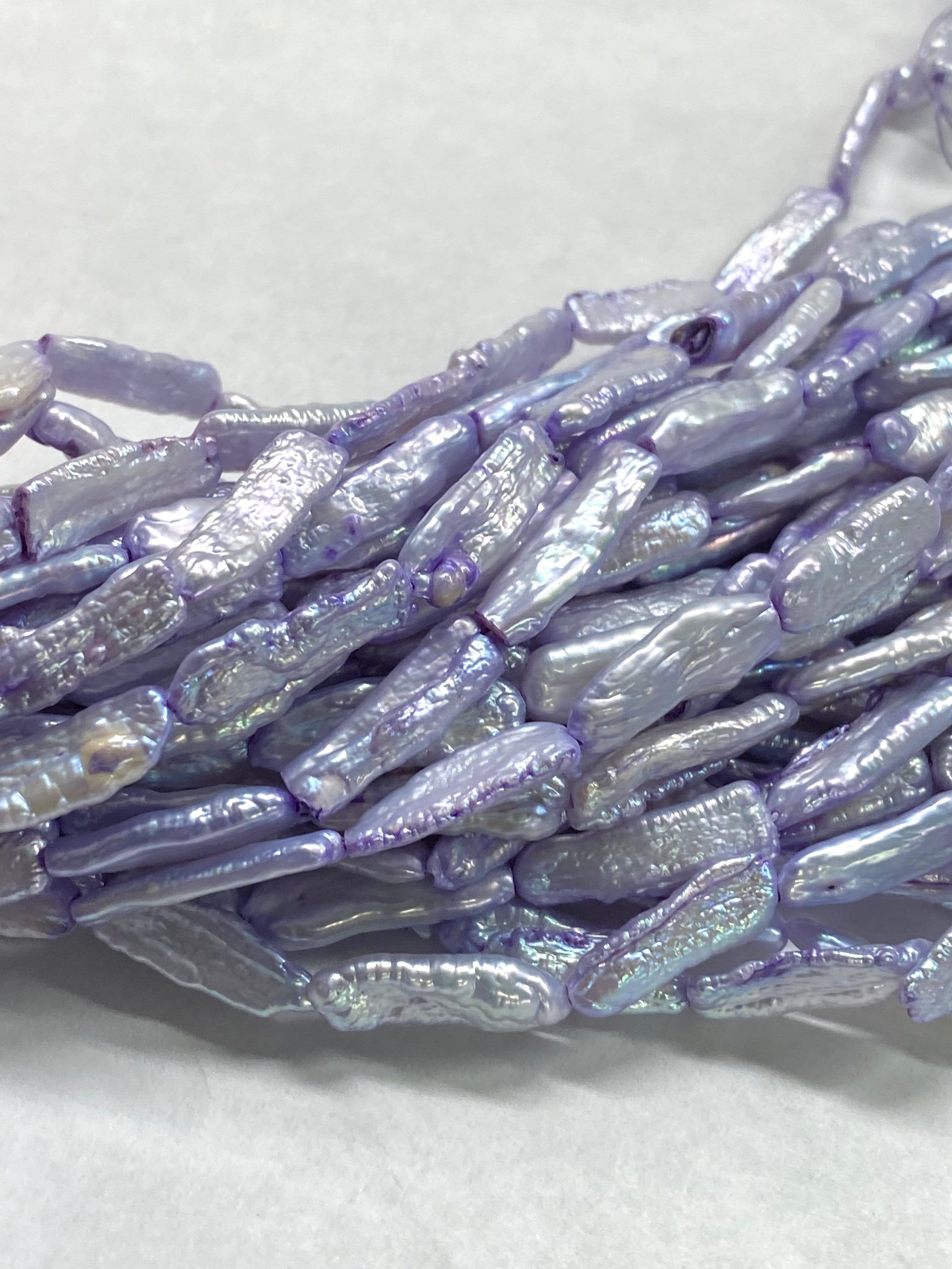 AA+ 18-22mm X 6-7MM full strand 16" 20+pc Biwa stick Pearl Beads, Freshwater pearl light purple biwa lavender pearl stick #KC5035---New Sale
