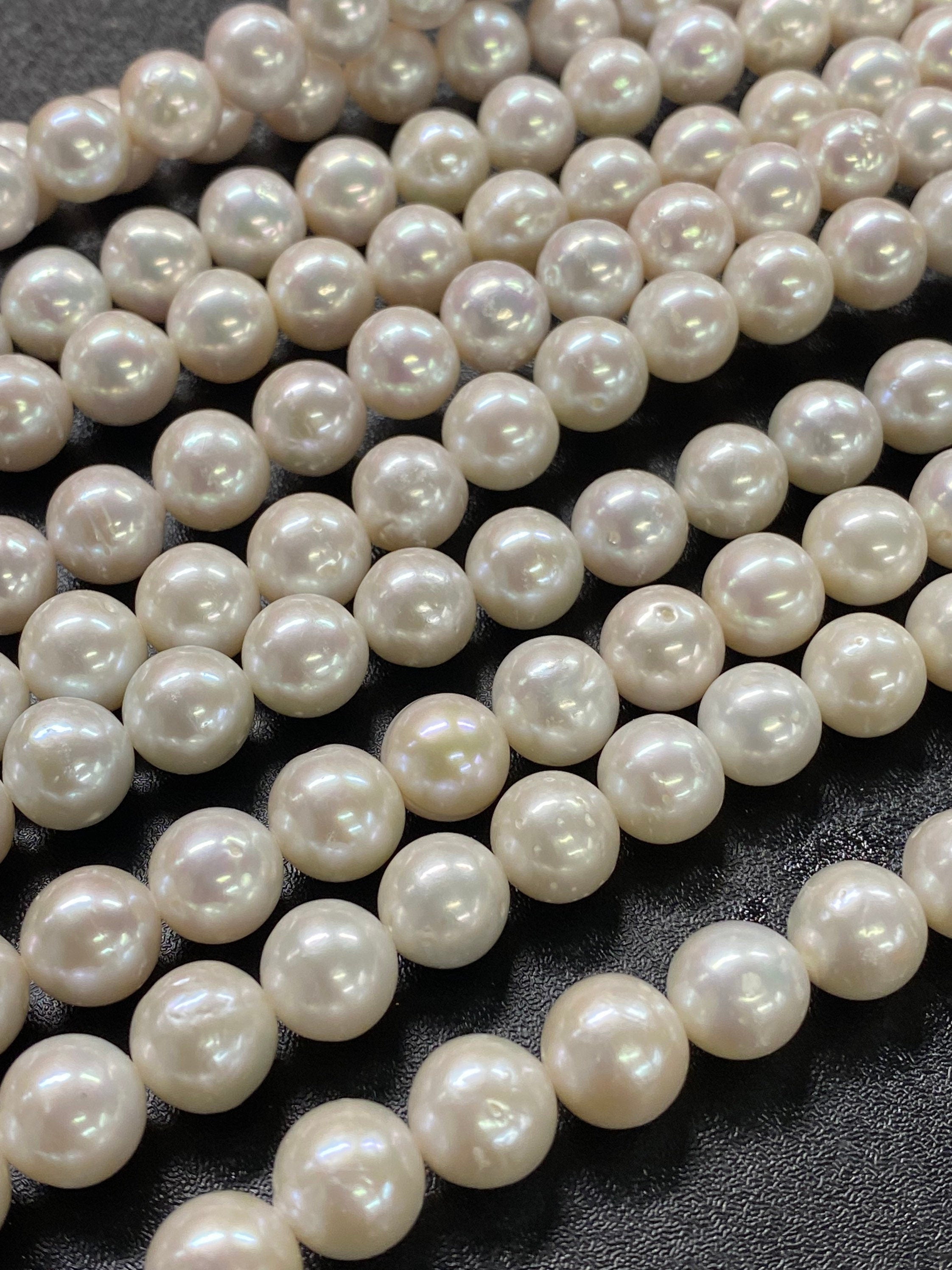 AA+ 9-11mm Genuine Edison round Cultured Pearl, white round fire flameball pearl, super stunning luster pearls, 2.2mm 3mm large hole choice