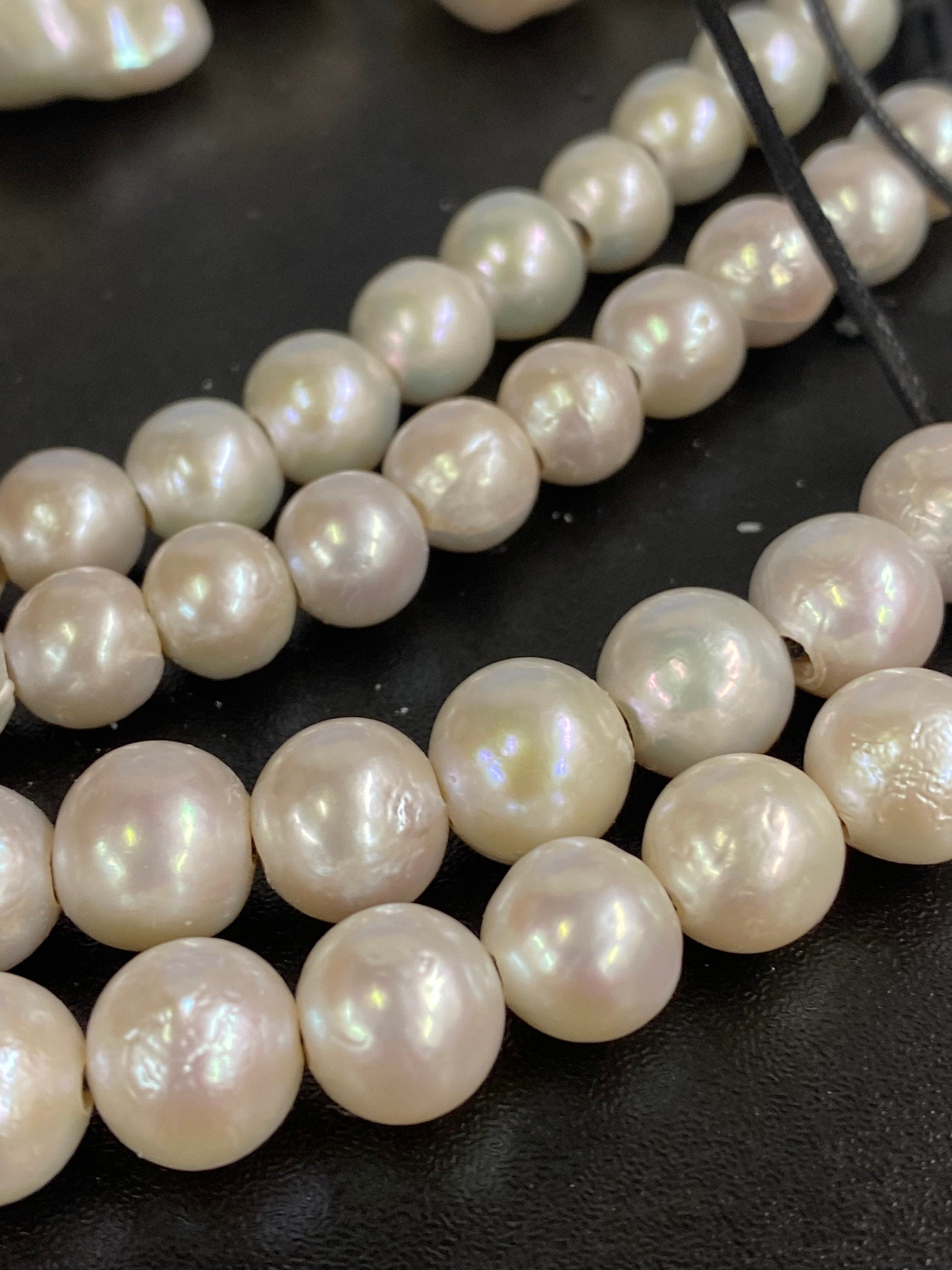 AA+ 9-11mm Genuine Edison round Cultured Pearl, white round fire flameball pearl, super stunning luster pearls, 2.2mm 3mm large hole choice