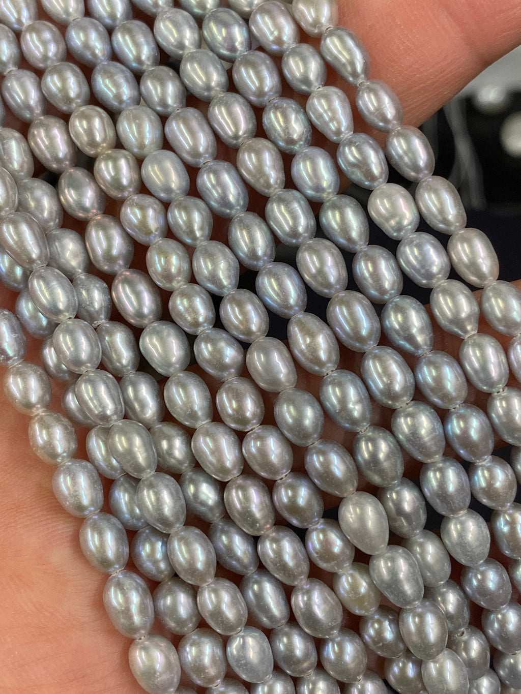 AA+ 4.5mmX6mm Oval Rice Freshwater Pearl, white/peach/peacock blue/silver Full strand 15" 60pc rice seeds genuine pearl beads--New Arrival