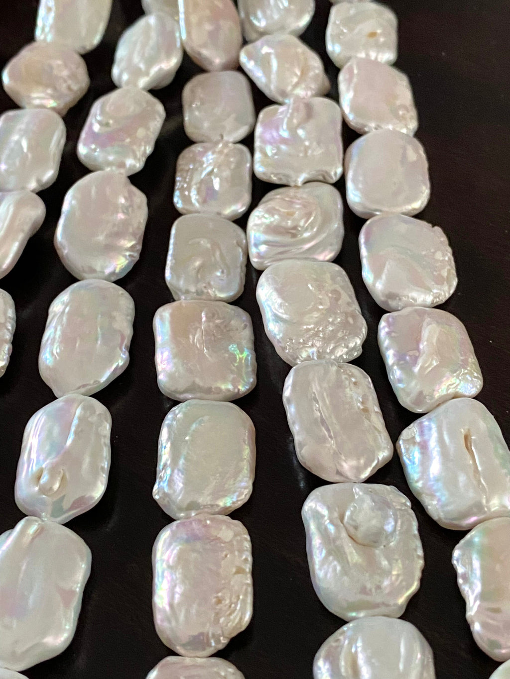 AA 15X20mm Baroque Square Pearl beads, thick natural ivory White Genuine square Freshwater Pearl luster half strand 7.5"  NEW SALE KC3031