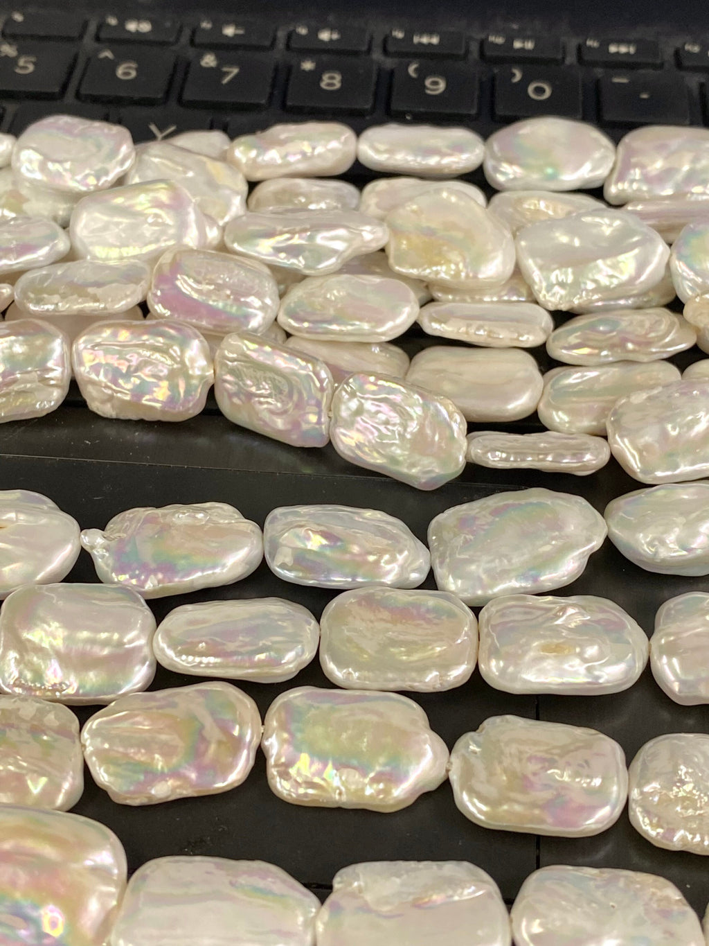 AA 15X20mm Baroque Square Pearl beads, thick natural ivory White Genuine square Freshwater Pearl luster half strand 7.5"  NEW SALE KC3031