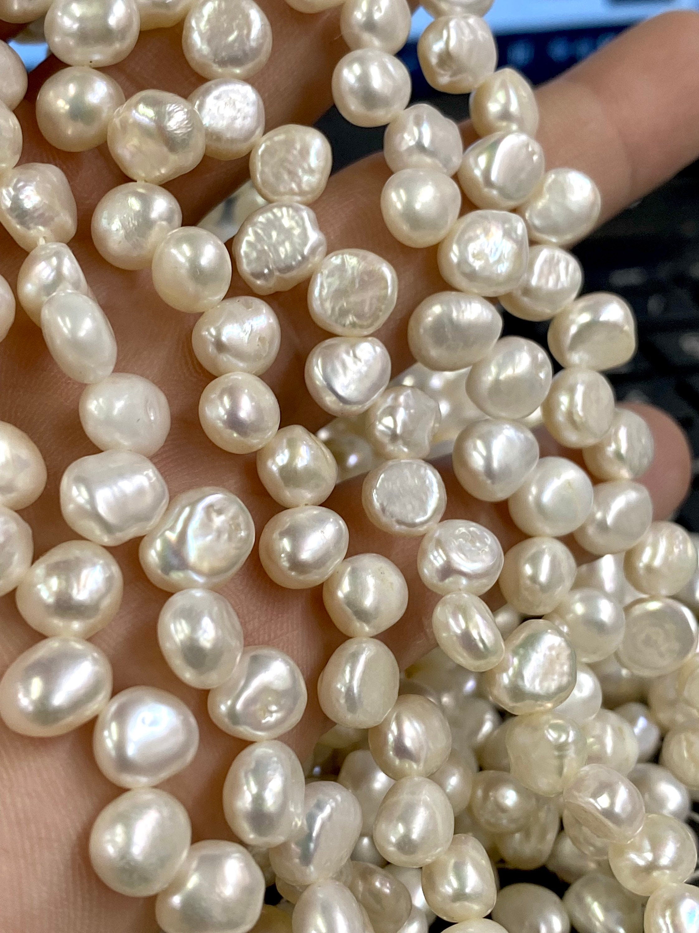 Corn Pearl Dancing Pearl Freshwater Pearl white ivory 7-8mm ON SALE----16'' full strand-----  Wholesale promotion