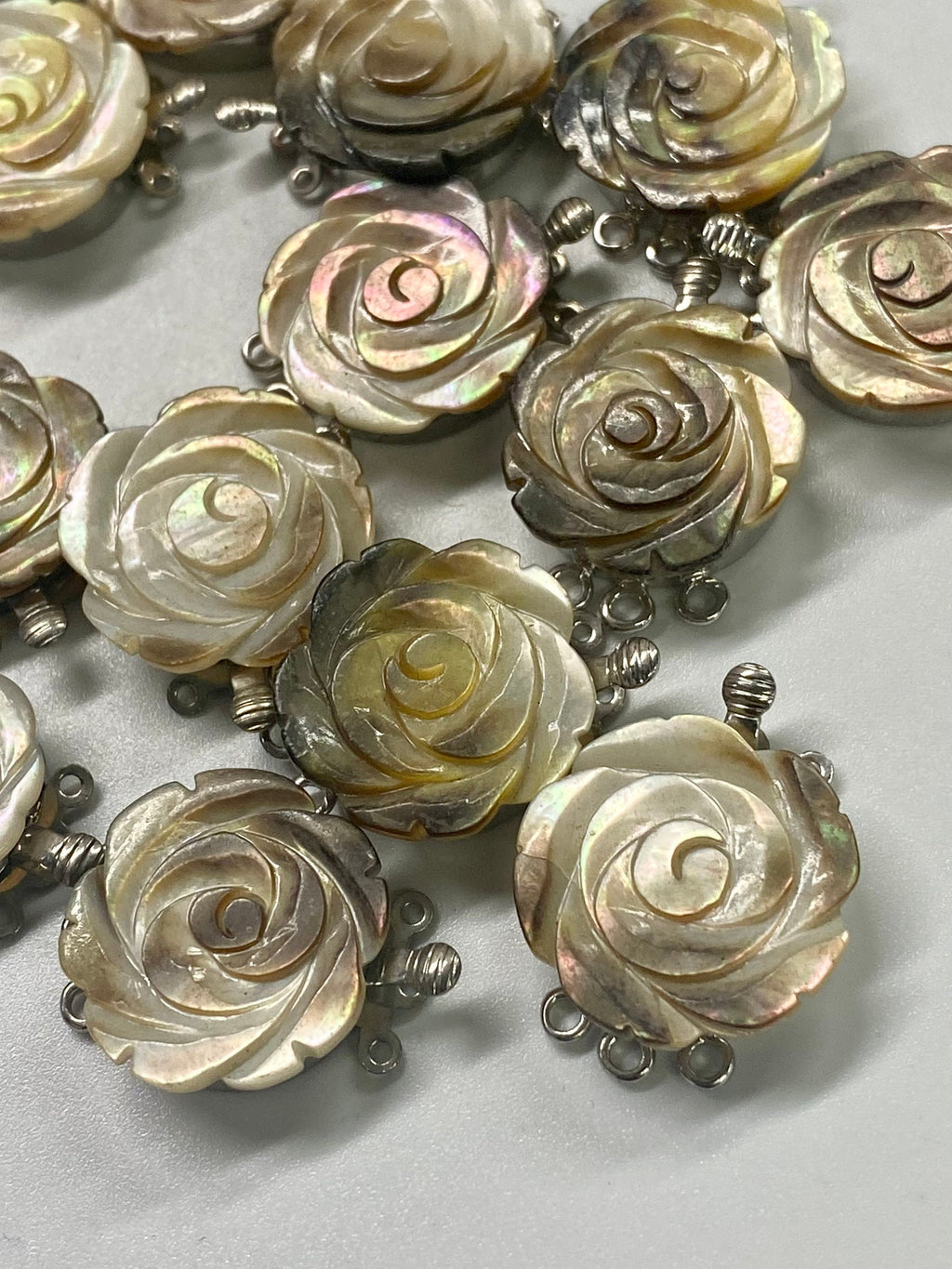 Clasp for Three strands design, 30mm Rose Flower clasp Made by mother of pearl, carved shell clasp for pearls-----PRomotion for designers