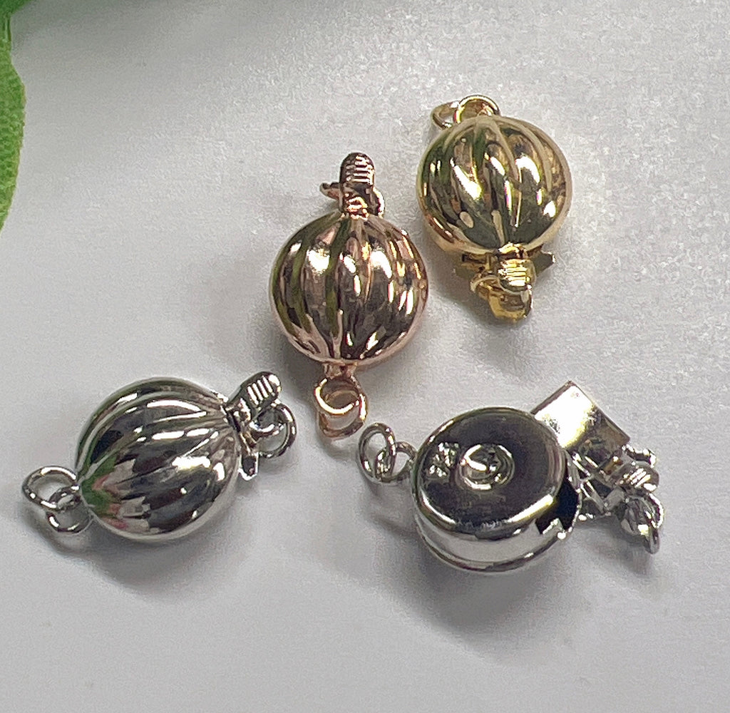 925 sterling silver 10mm round pearl Clasp, White yellow rose Gold vermeiled silver Clasp, beading box round clasp, wholesale #FDC015 NEW