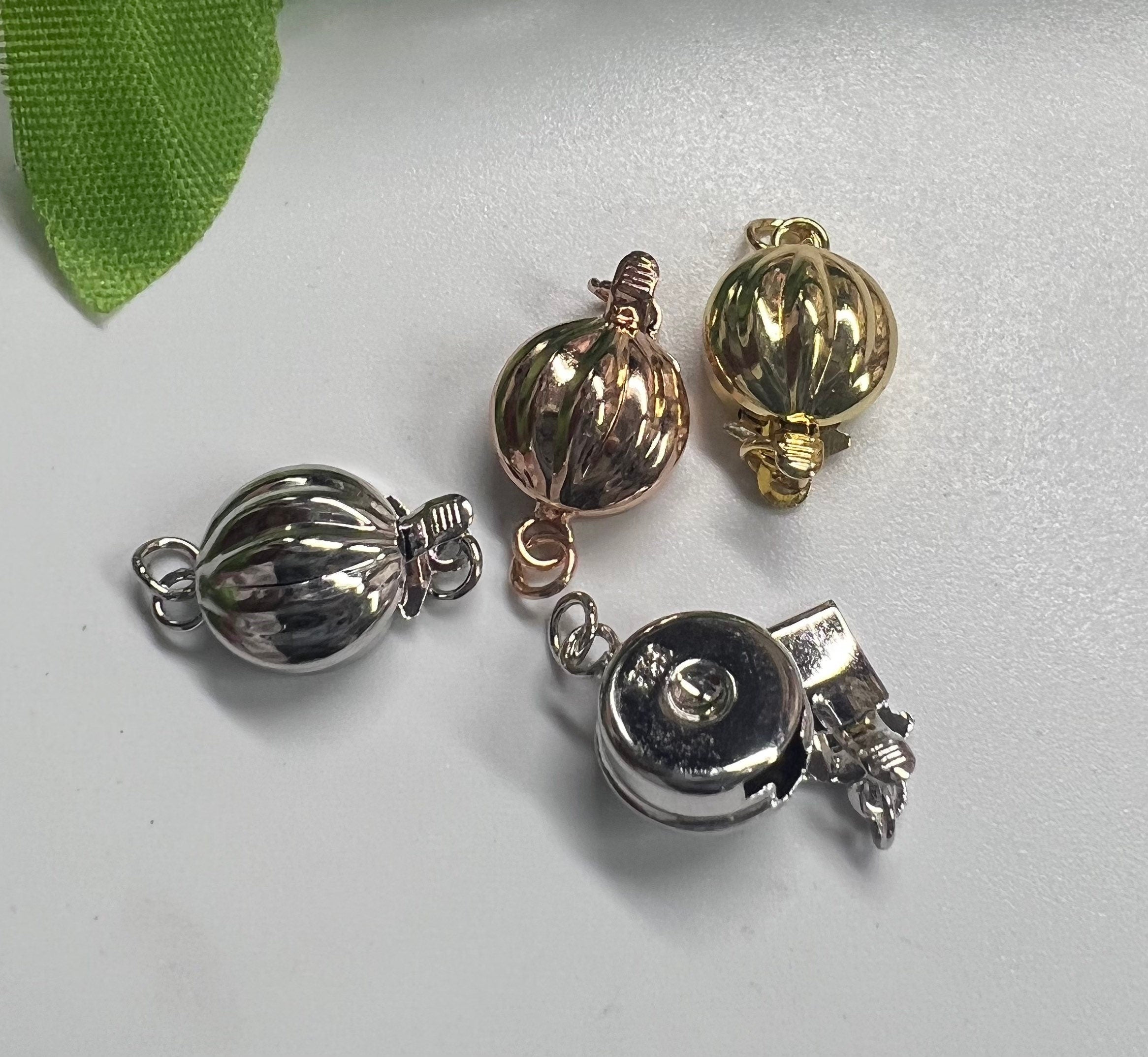 925 sterling silver 10mm round pearl Clasp, White yellow rose Gold vermeiled silver Clasp, beading box round clasp, wholesale #FDC015 NEW