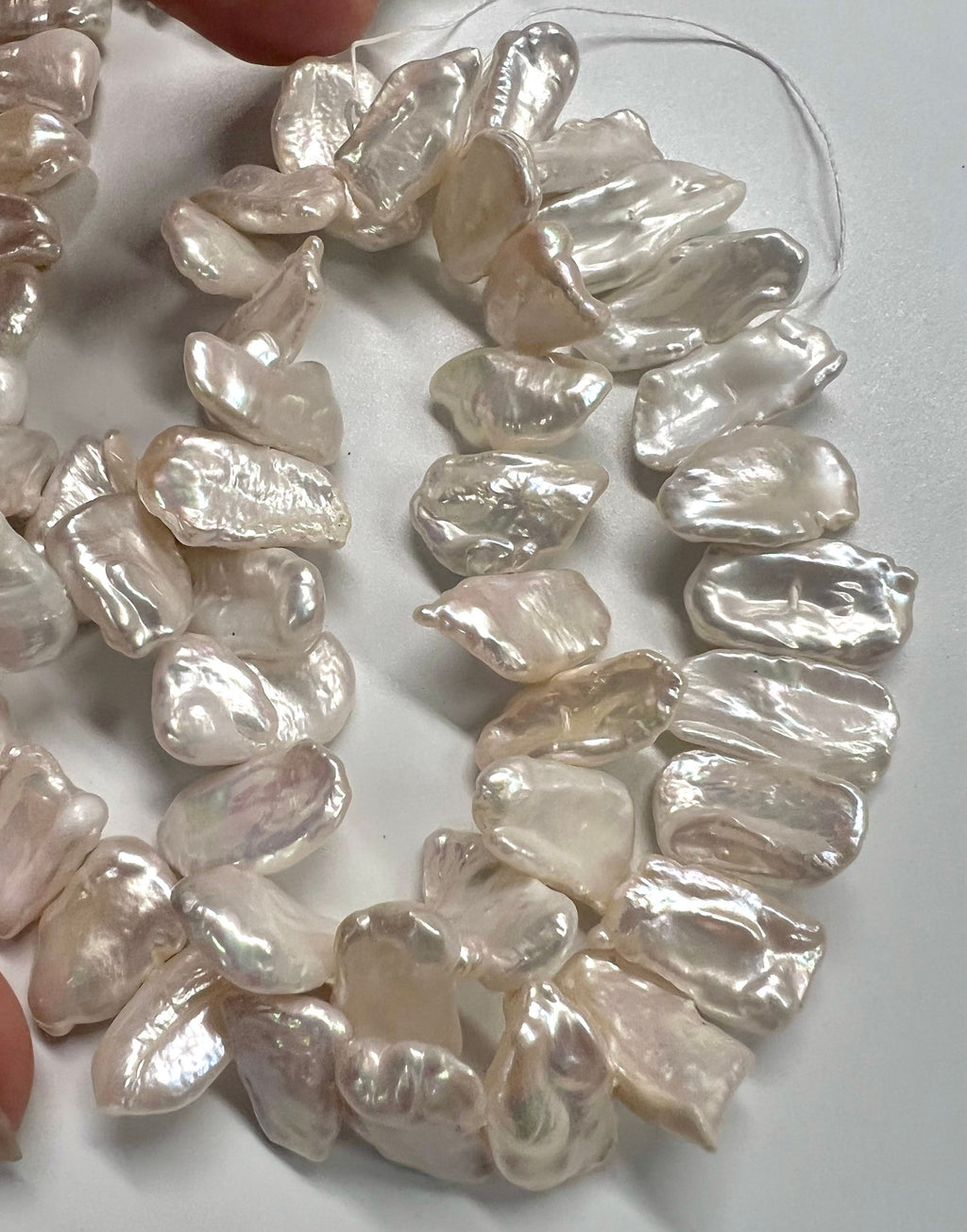 AAA 10X20mm Ivory Natural Biwa Pearls Side drilled baroque biwa stick pearls, half strand 7" 18+ pieces beads, for designer #CB6208